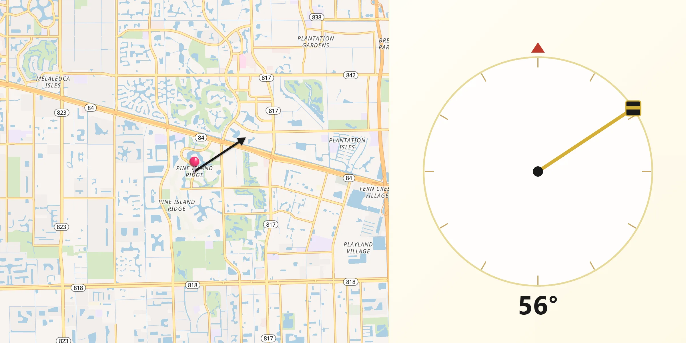 Qibla Direction from Pine Island Ridge