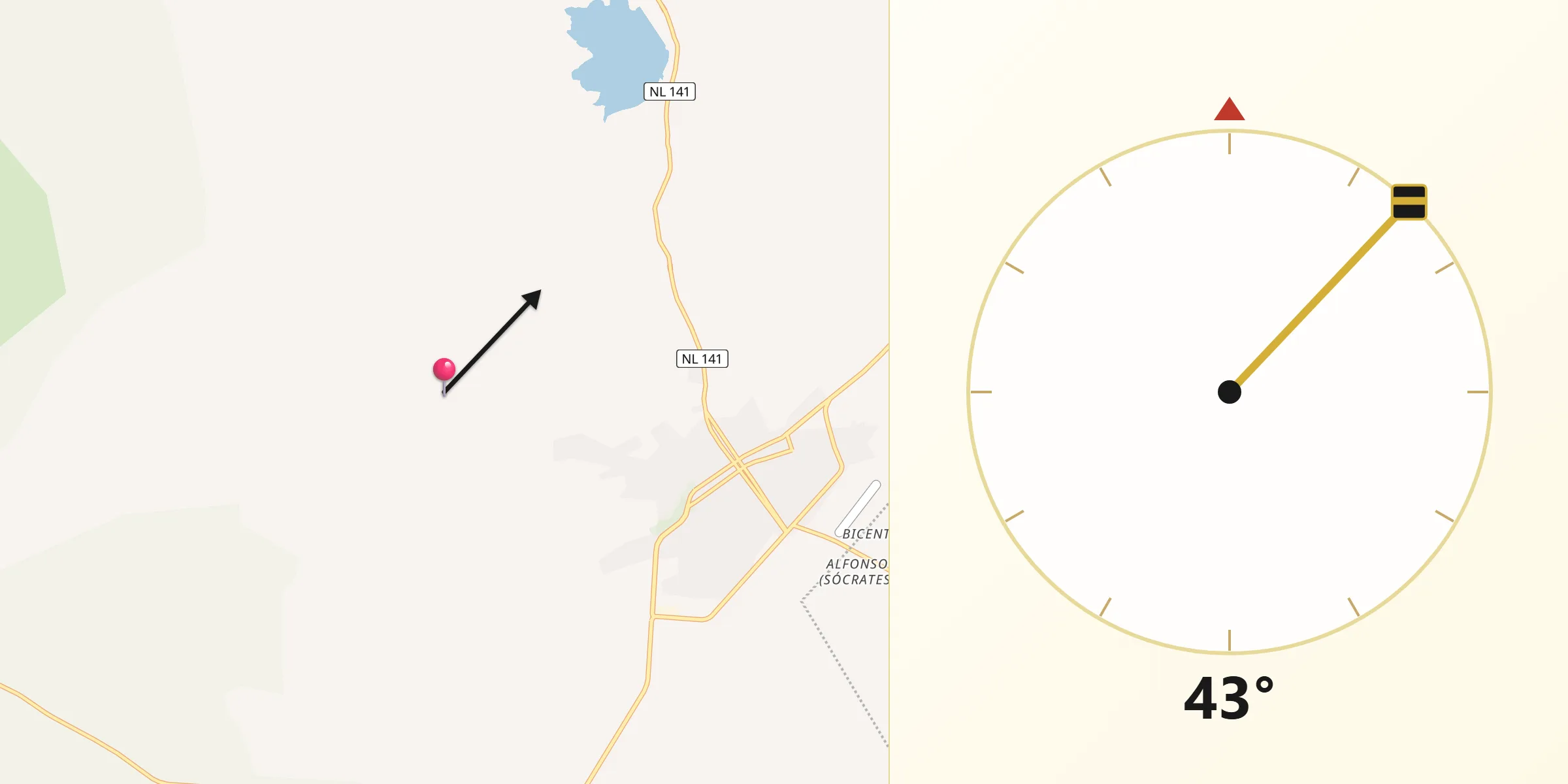 Dirección de la Qibla desde Cerralvo
