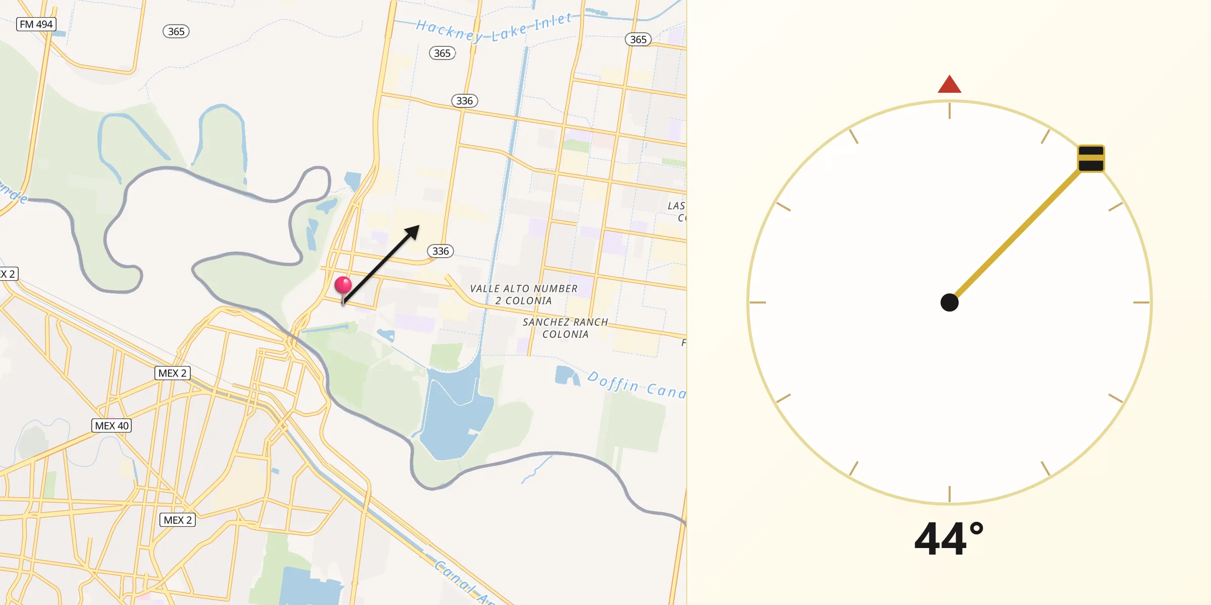 Qibla Direction from Hidalgo
