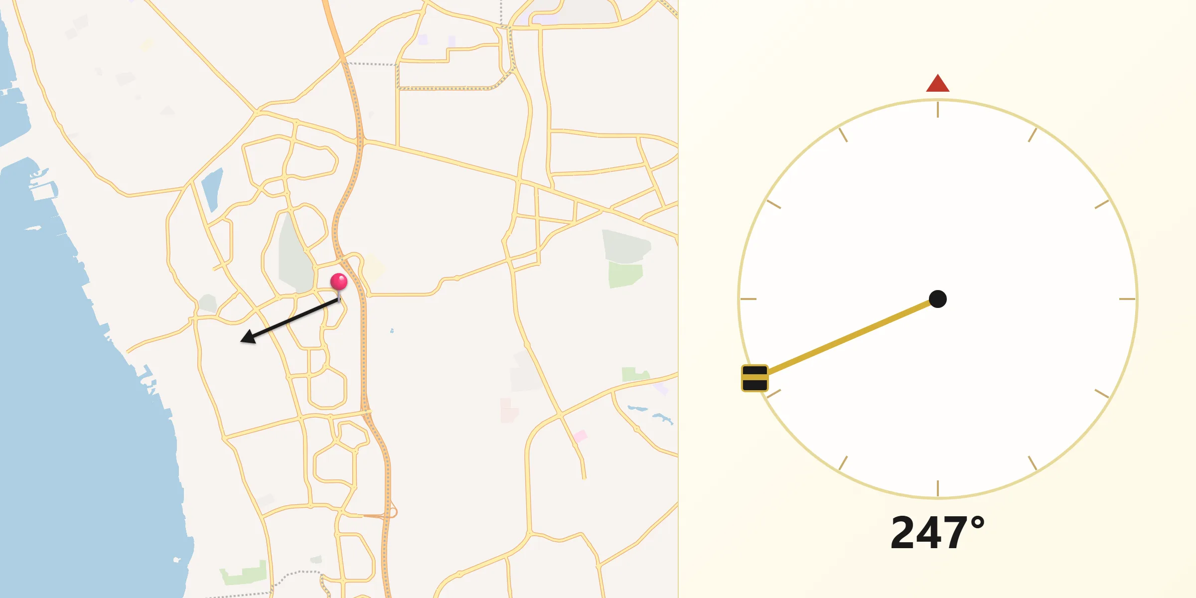 Qibla Direction from Hamad Town
