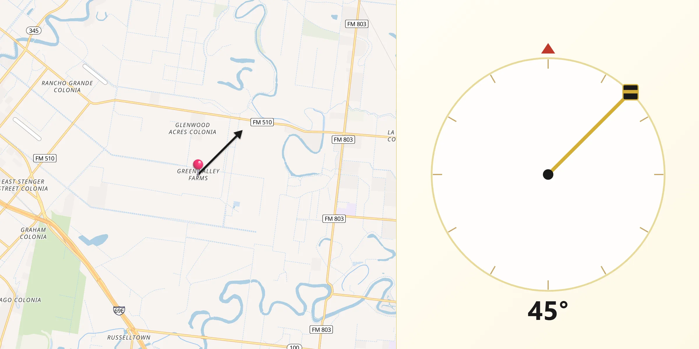 Qibla Direction from Green Valley Farms