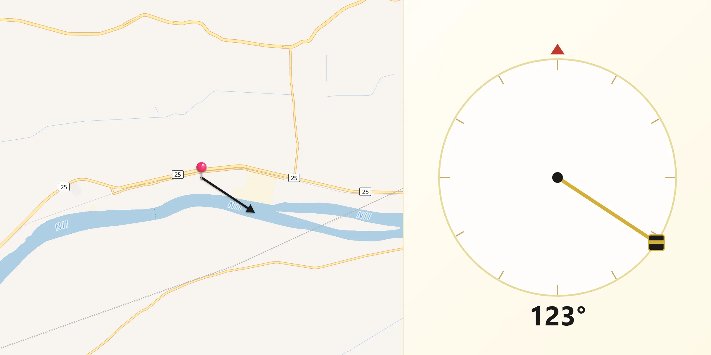 Qibla Direction from Dishnā