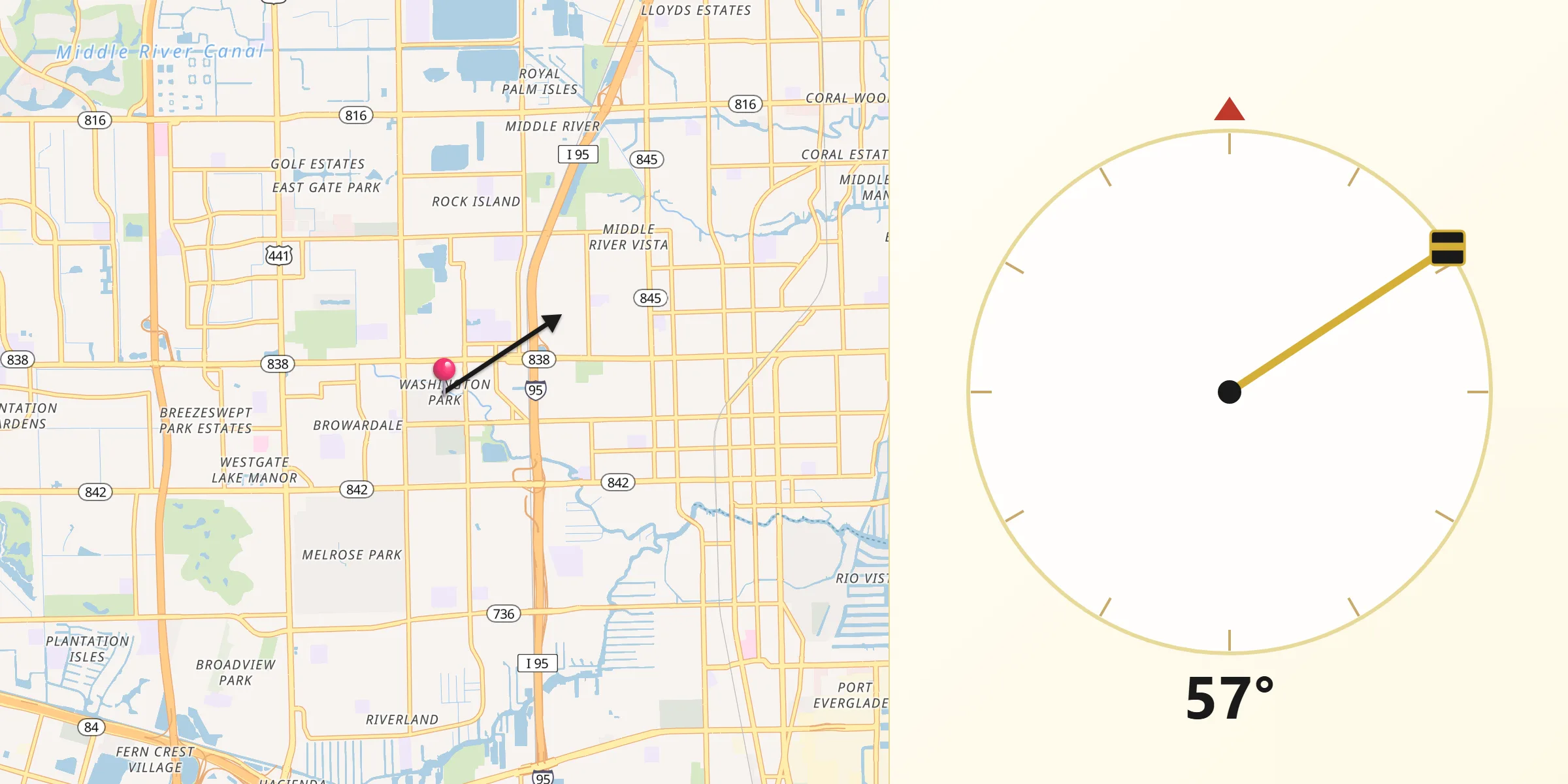 Qibla Direction from Washington Park