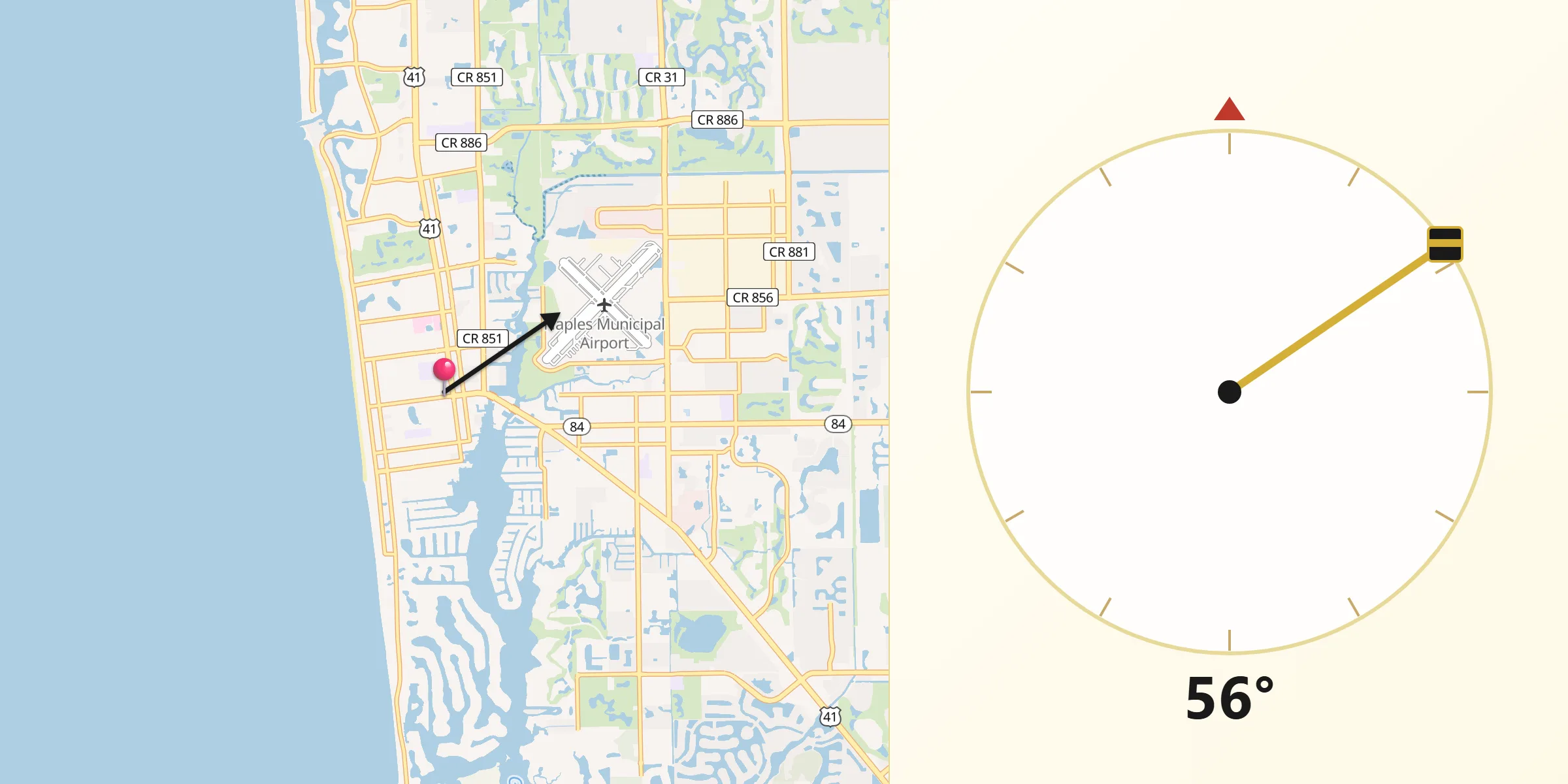 Qibla Direction from Naples