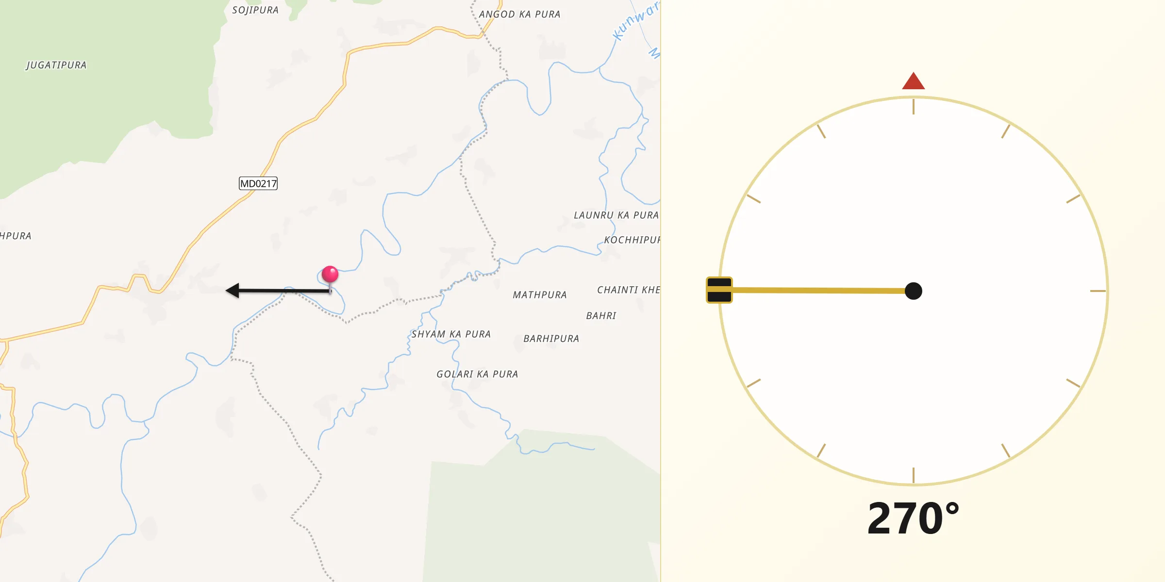 Qibla Direction from Morena