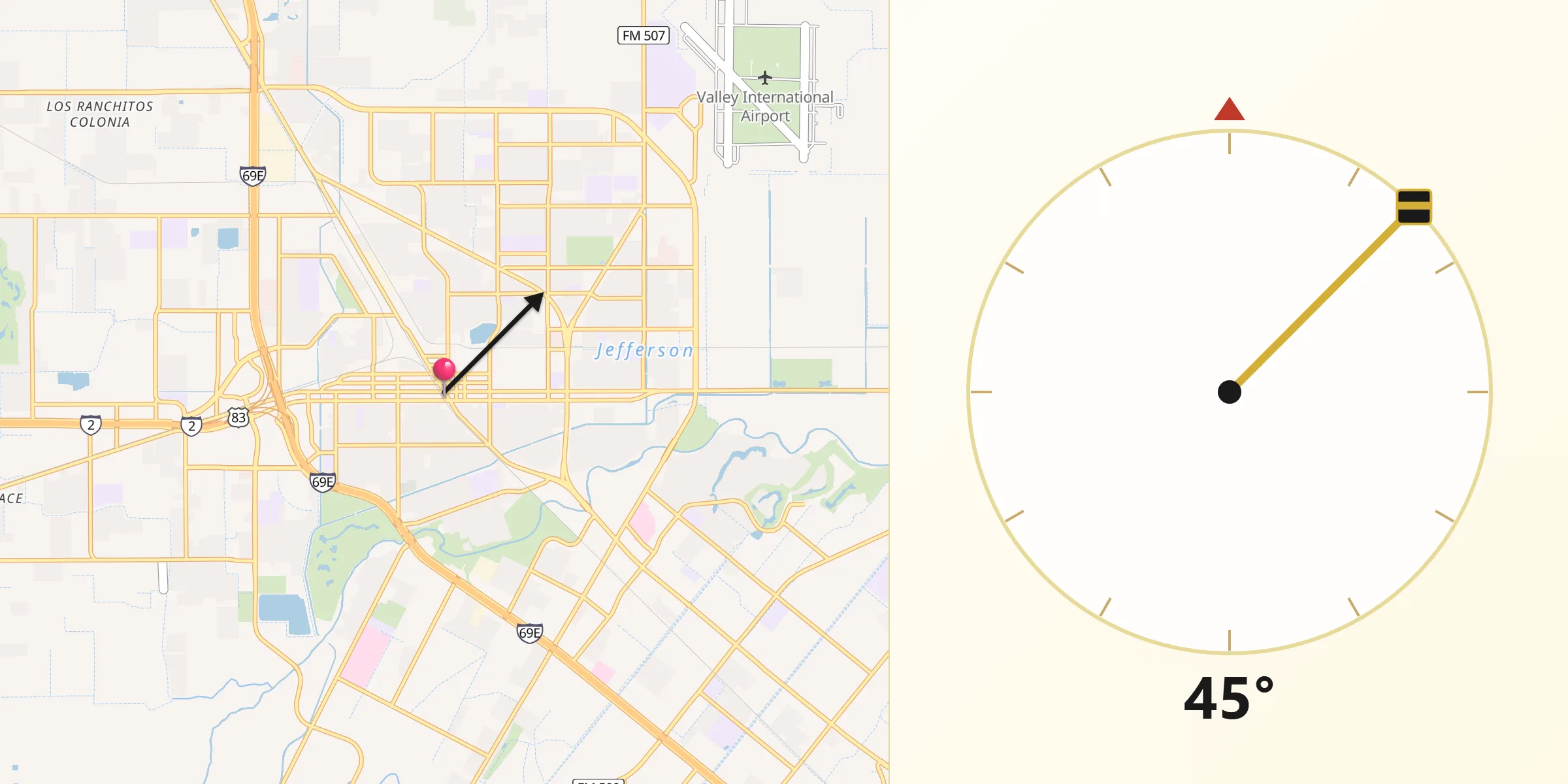 Qibla Direction from Harlingen
