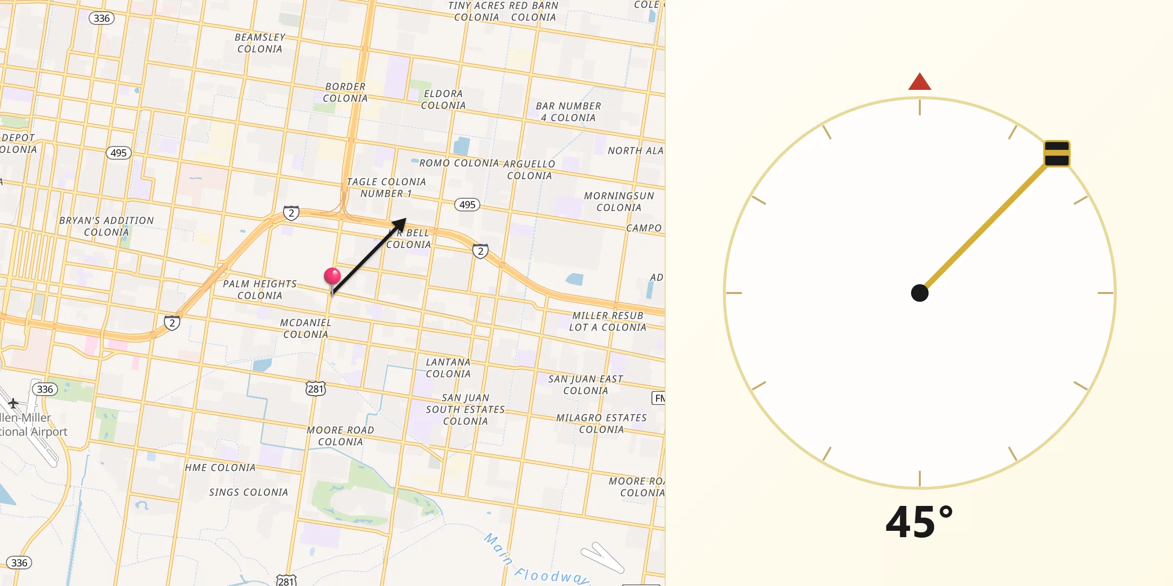 Qibla Direction from Pharr