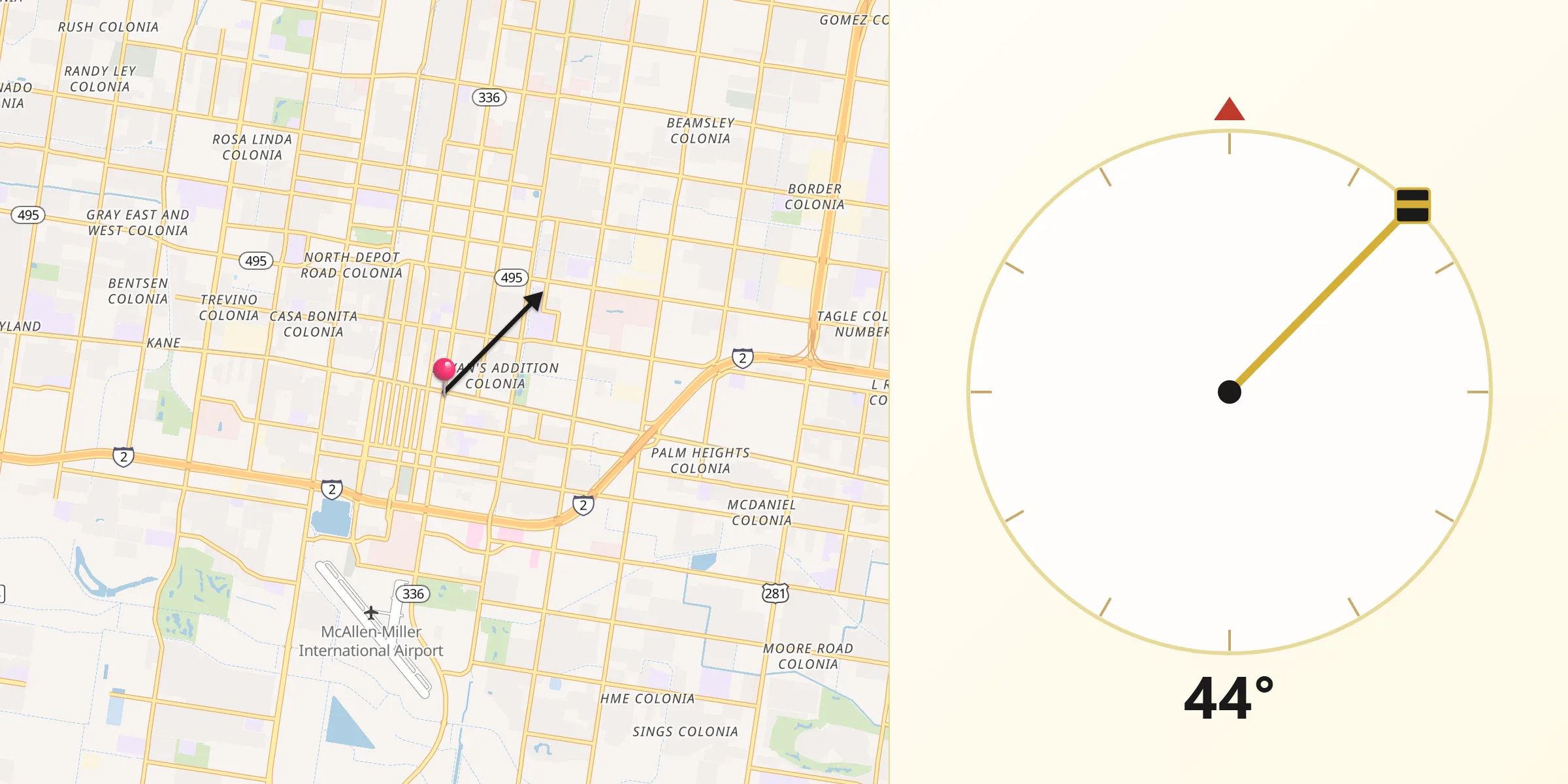 Qibla Direction from McAllen