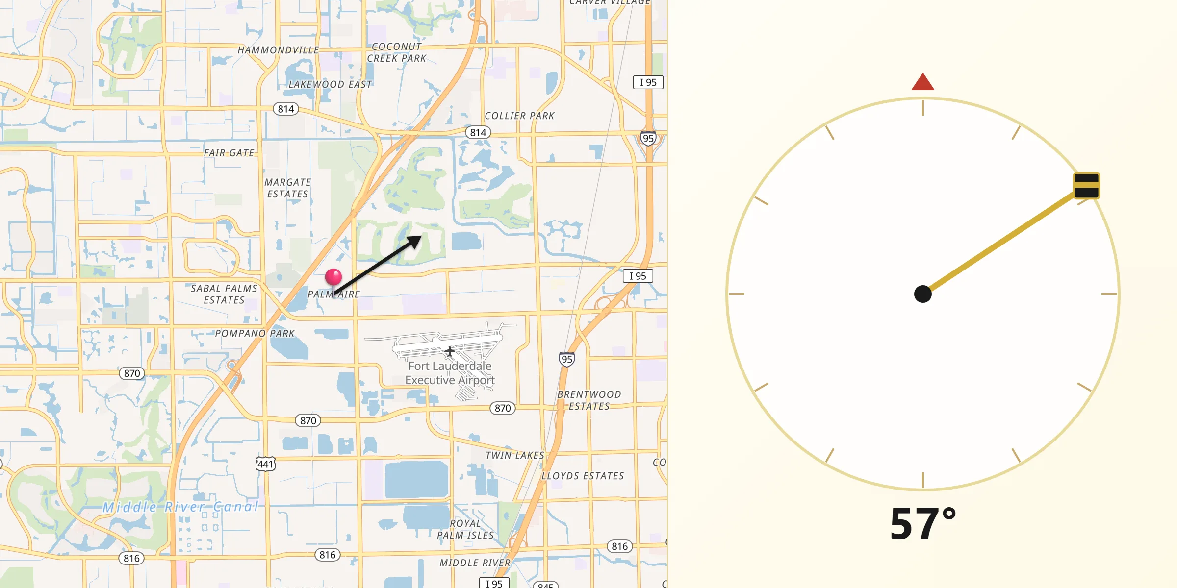 Qibla Direction from Palm Aire