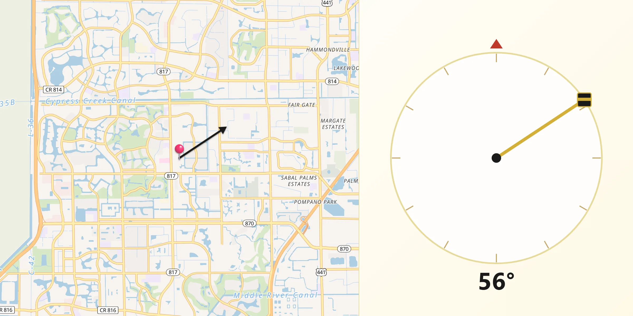 Qibla Direction from Tamarac