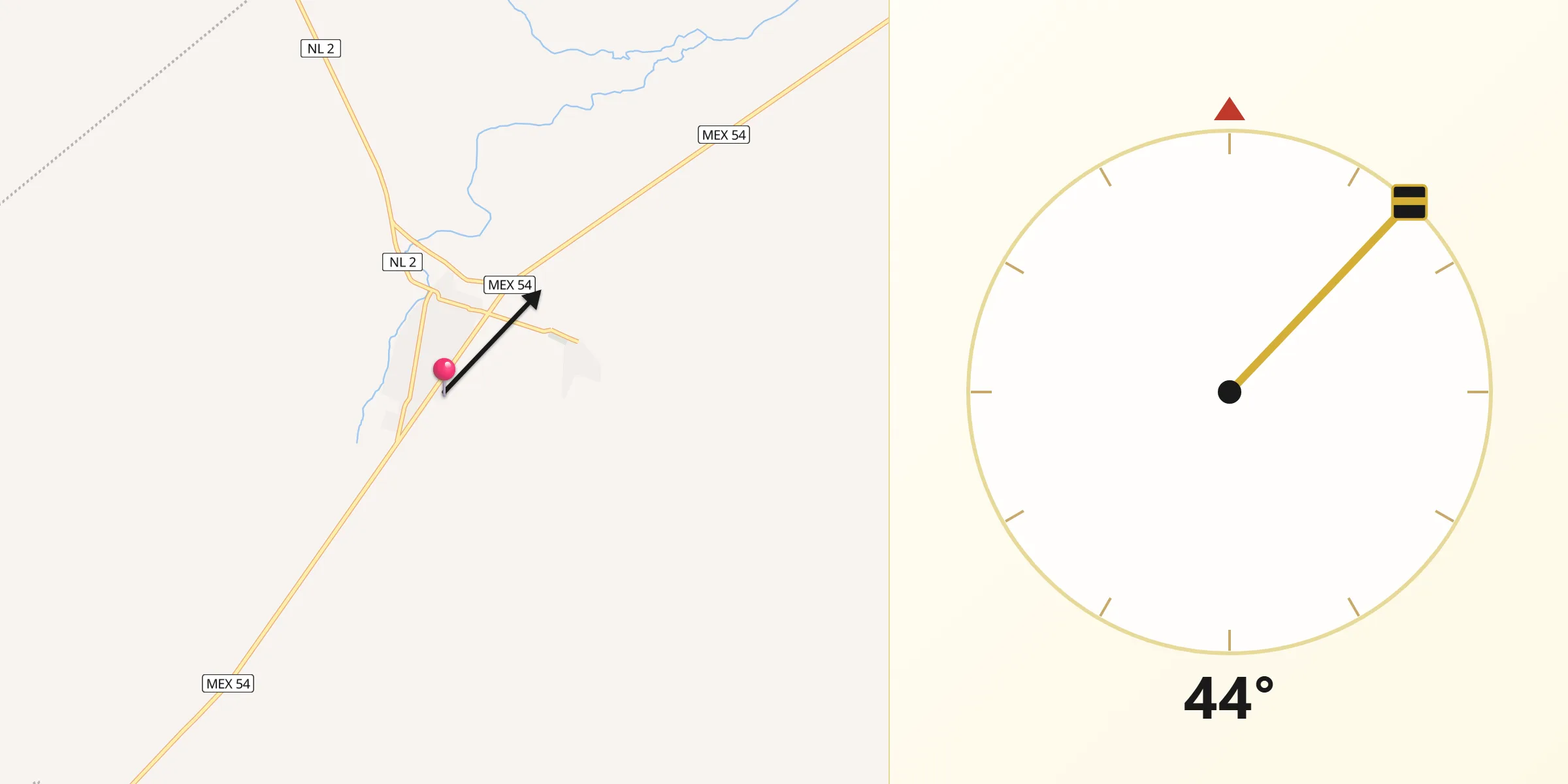 Dirección de la Qibla desde General Treviño