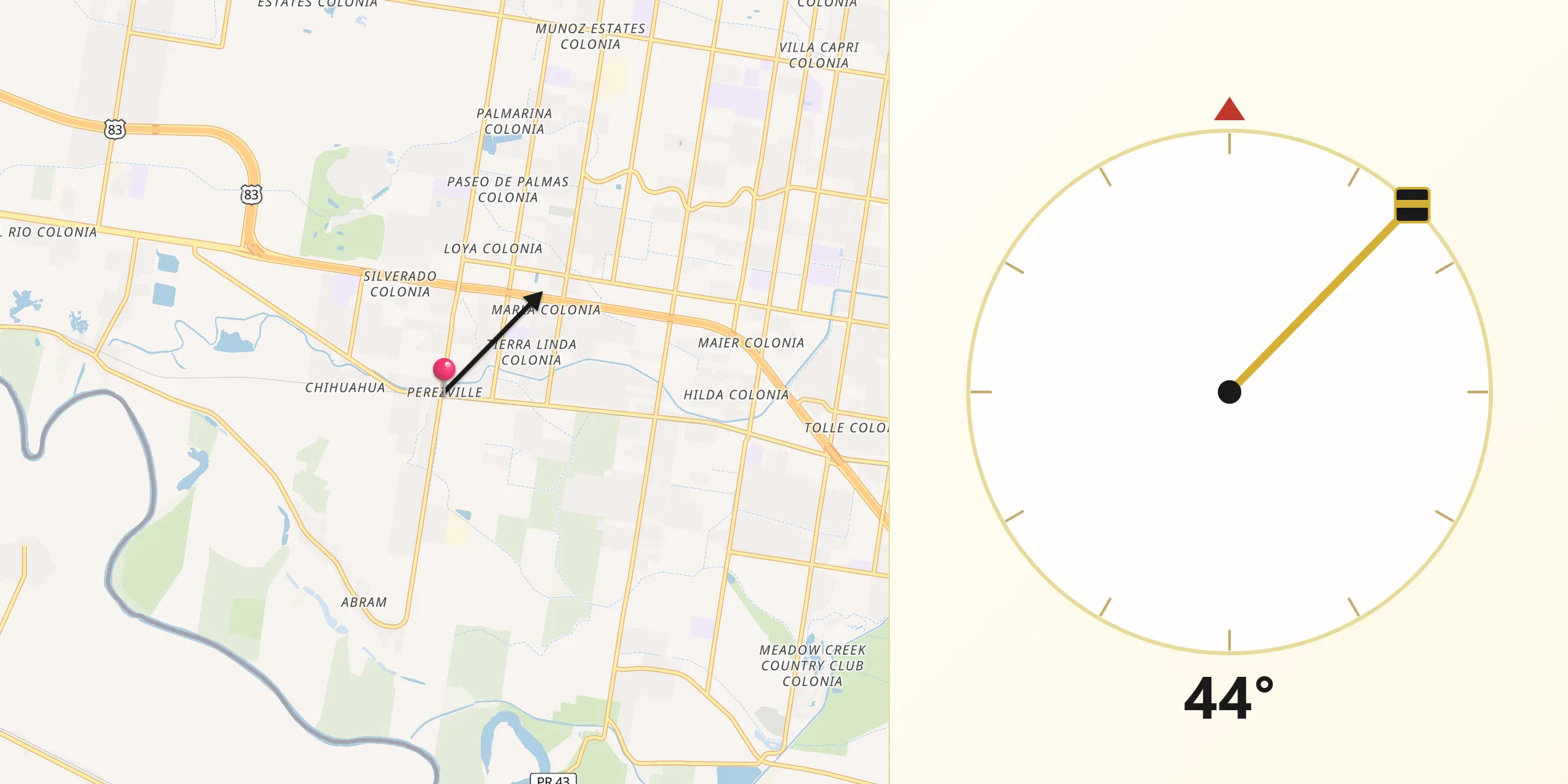 Qibla Direction from Perezville