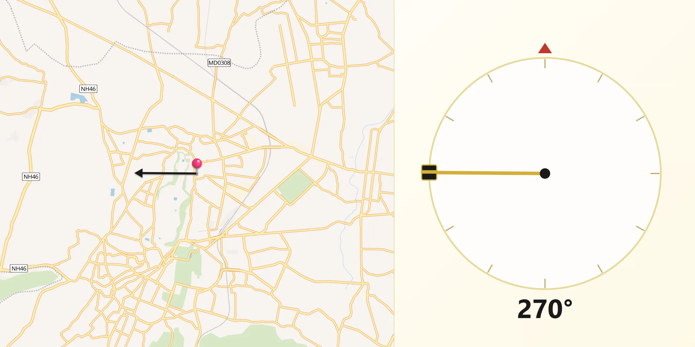 Qibla Direction from Gwalior