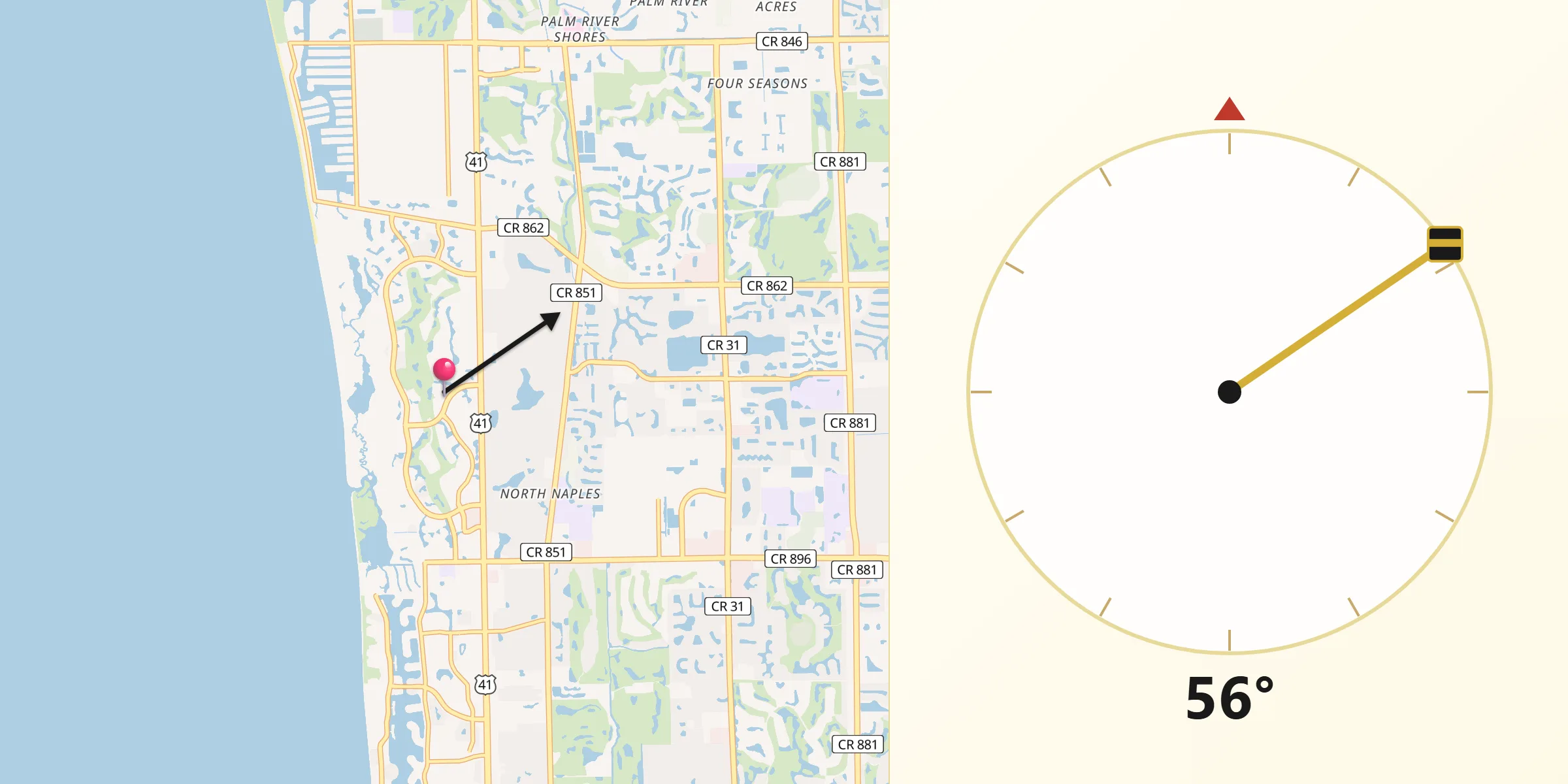 Qibla Direction from Pelican Bay