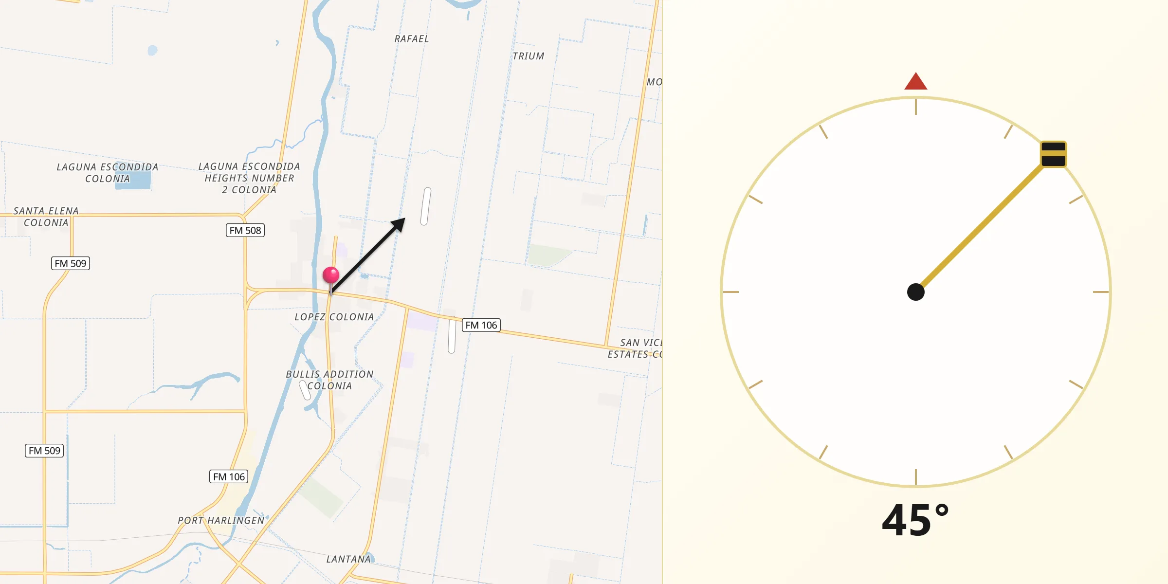 Qibla Direction from Rio Hondo