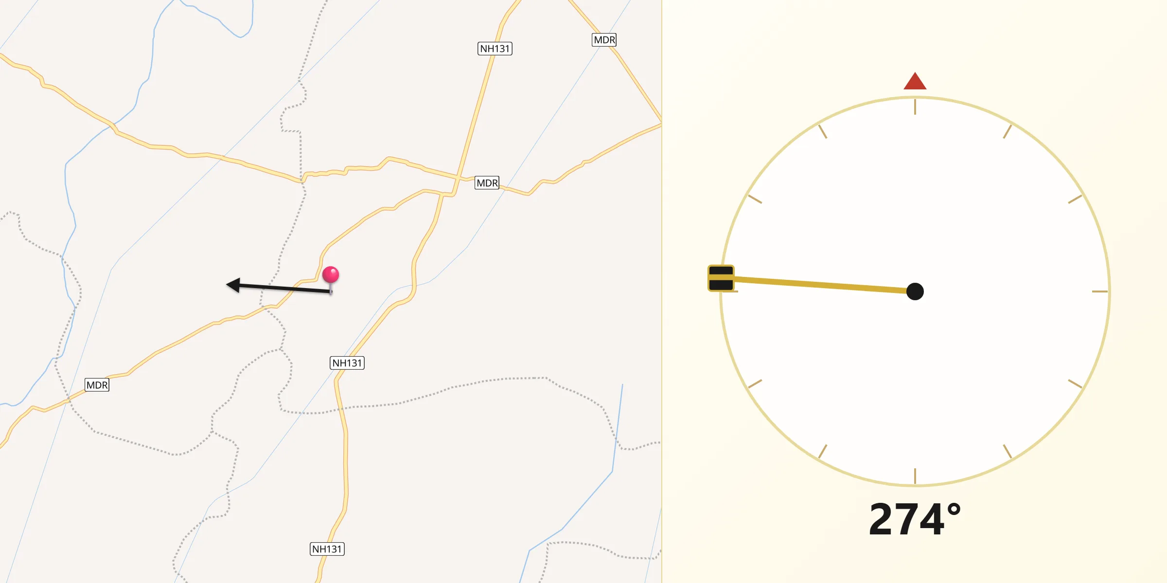 Qibla Direction from Supaul