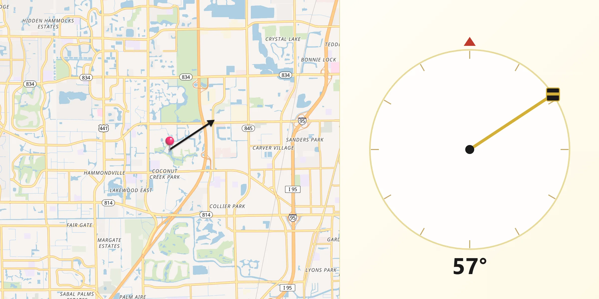 Qibla Direction from Coconut Creek
