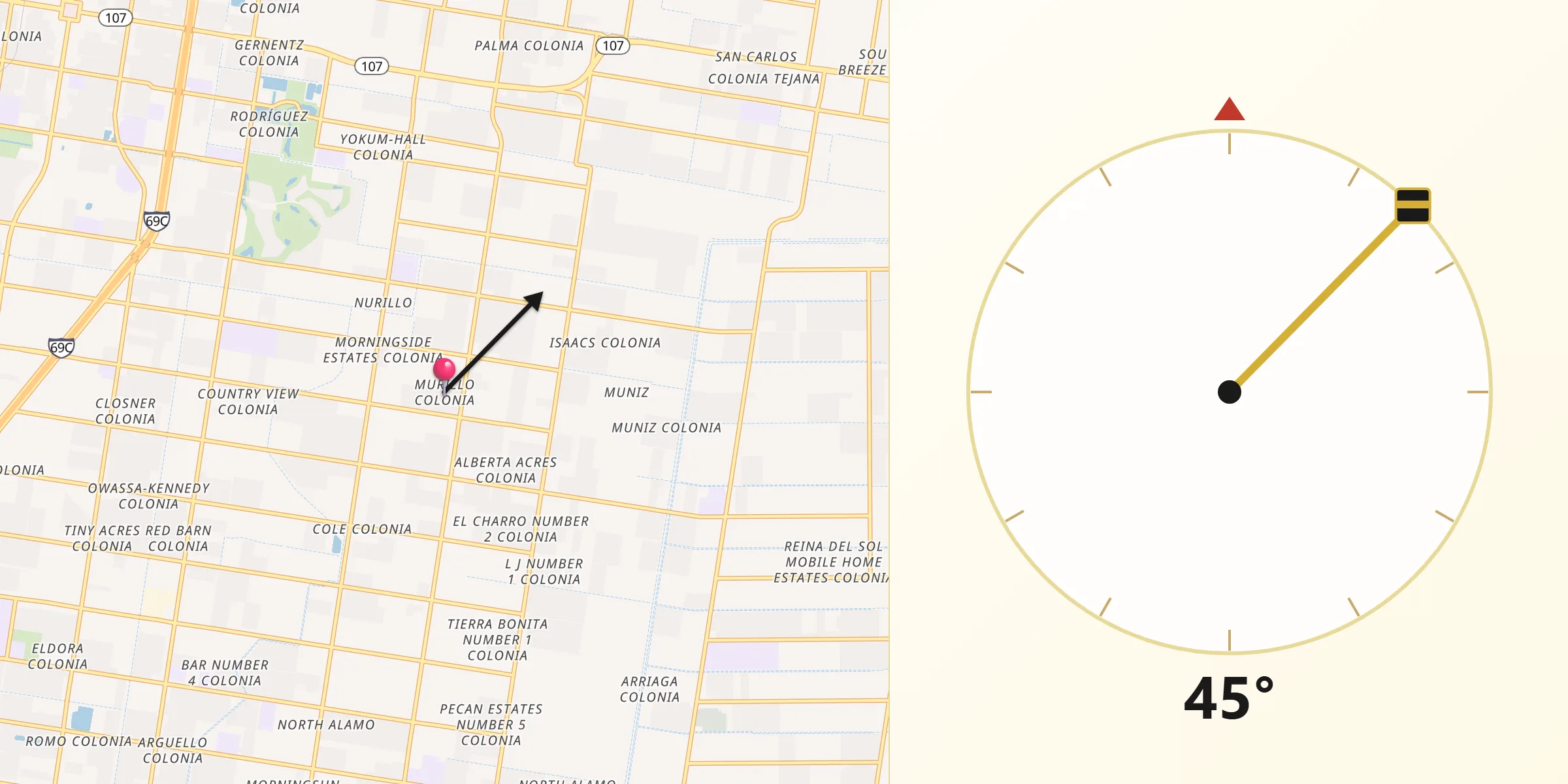 Qibla Direction from Murillo Colonia