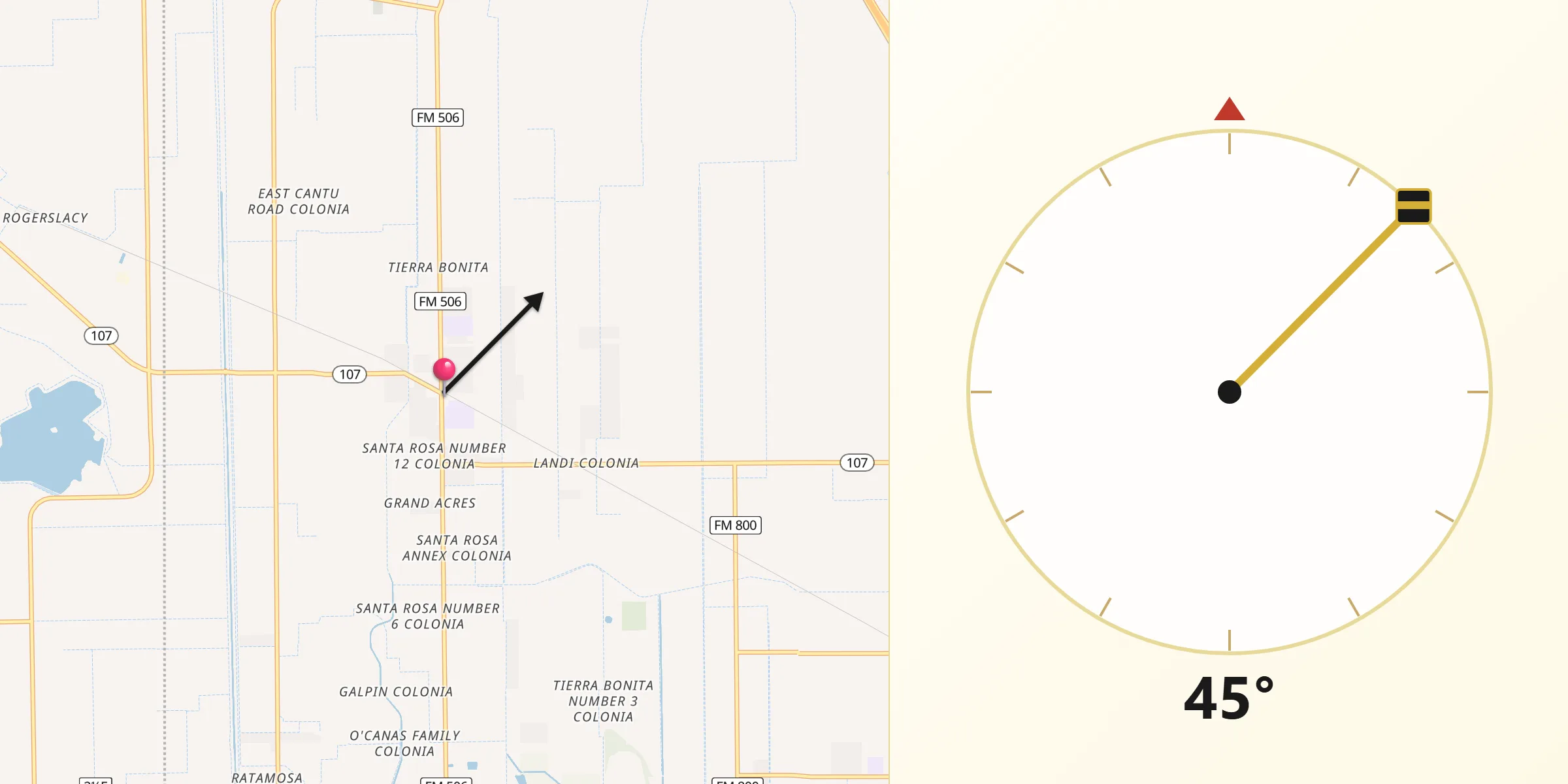 Dirección de la Qibla desde Santa Rosa