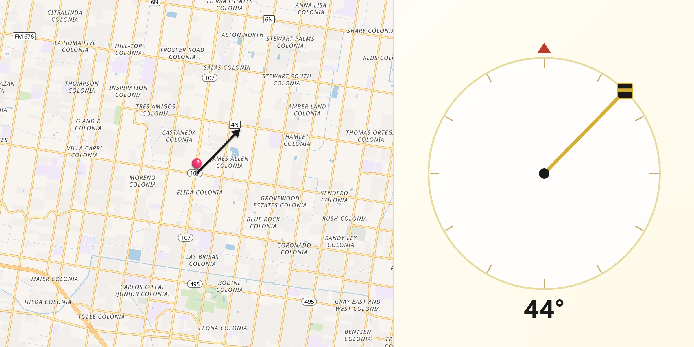 Qibla Direction from Palmhurst