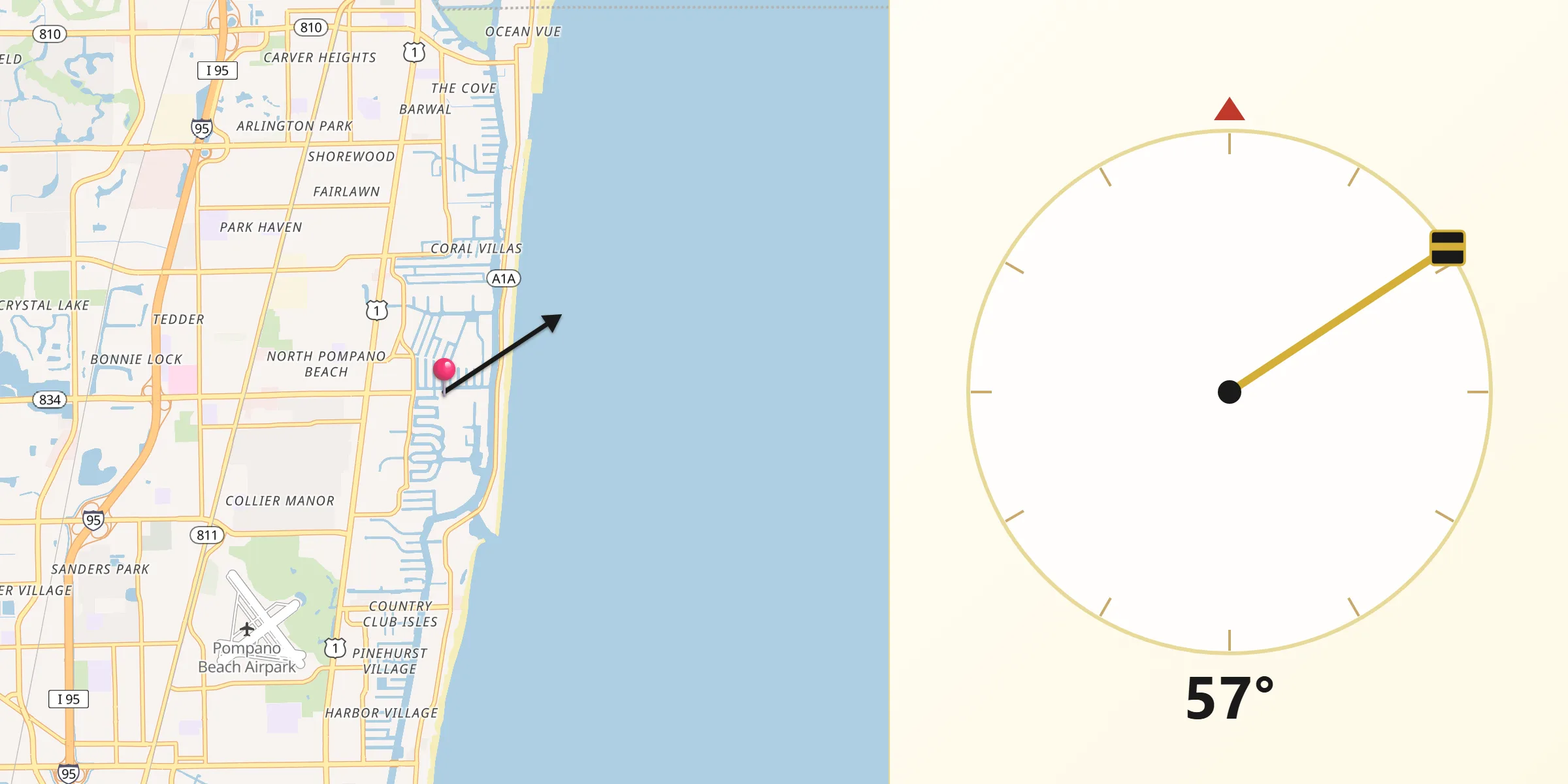 Qibla Direction from Lighthouse Point
