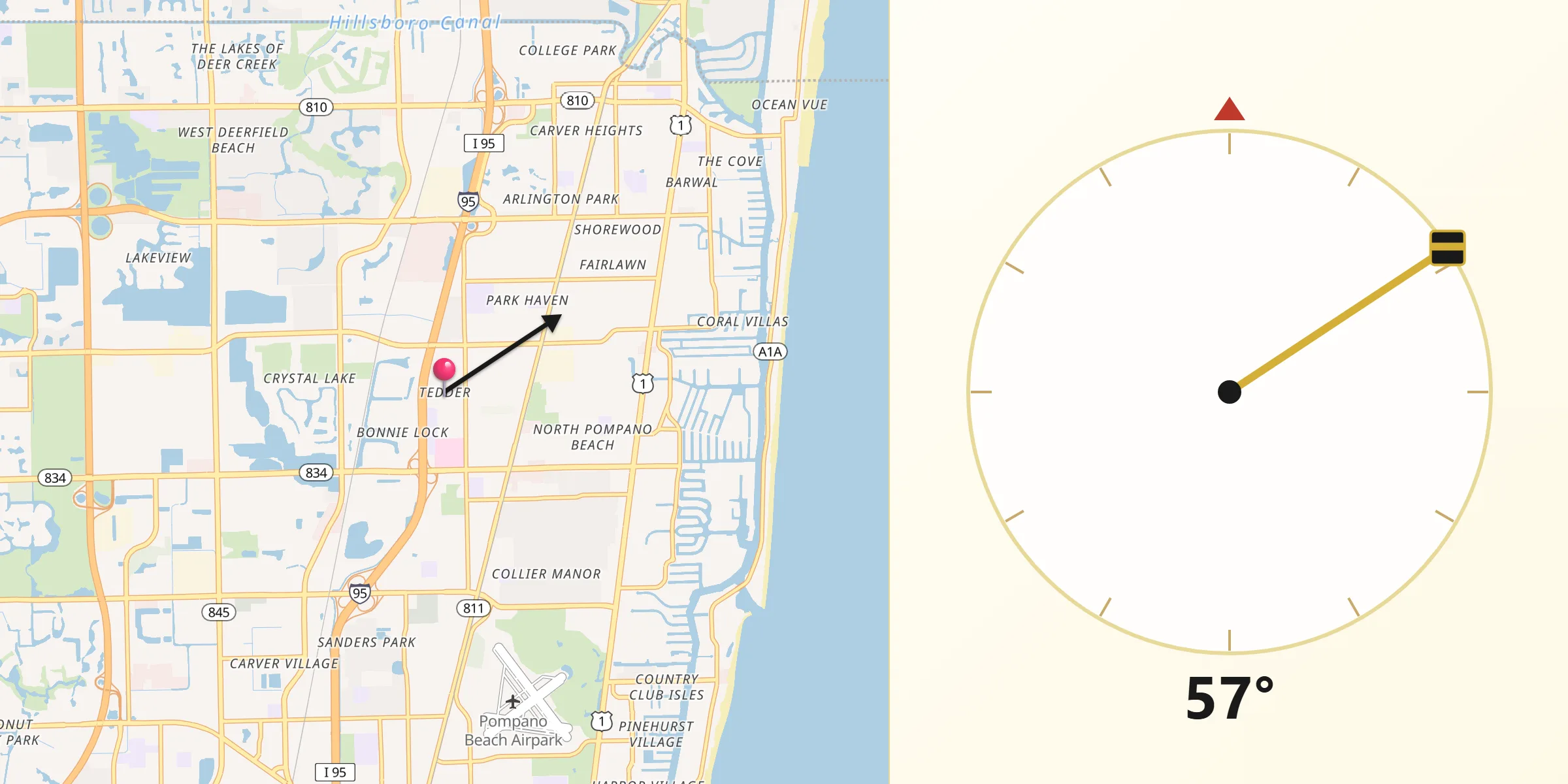 Qibla Direction from Tedder
