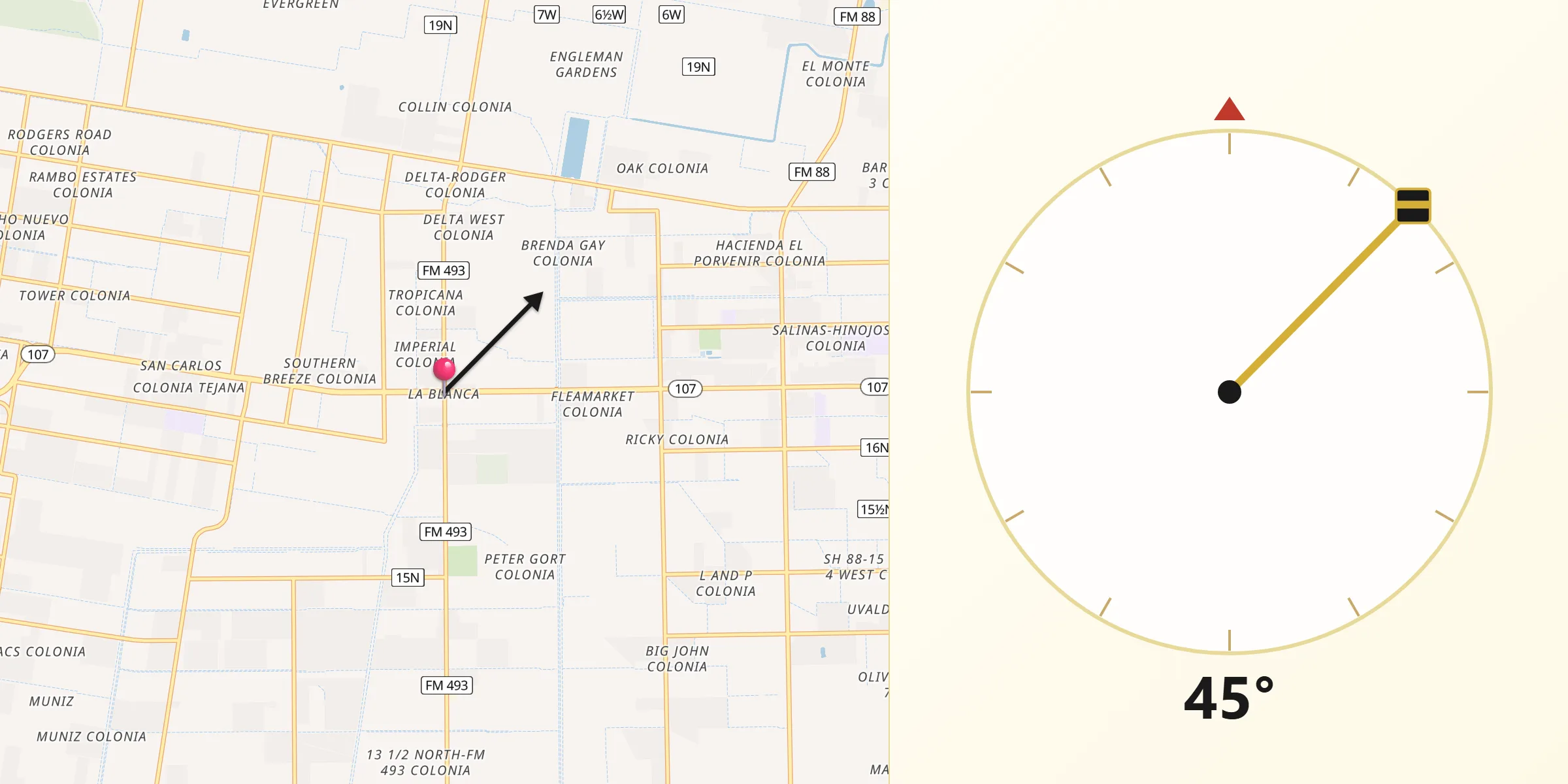 Qibla Direction from La Blanca