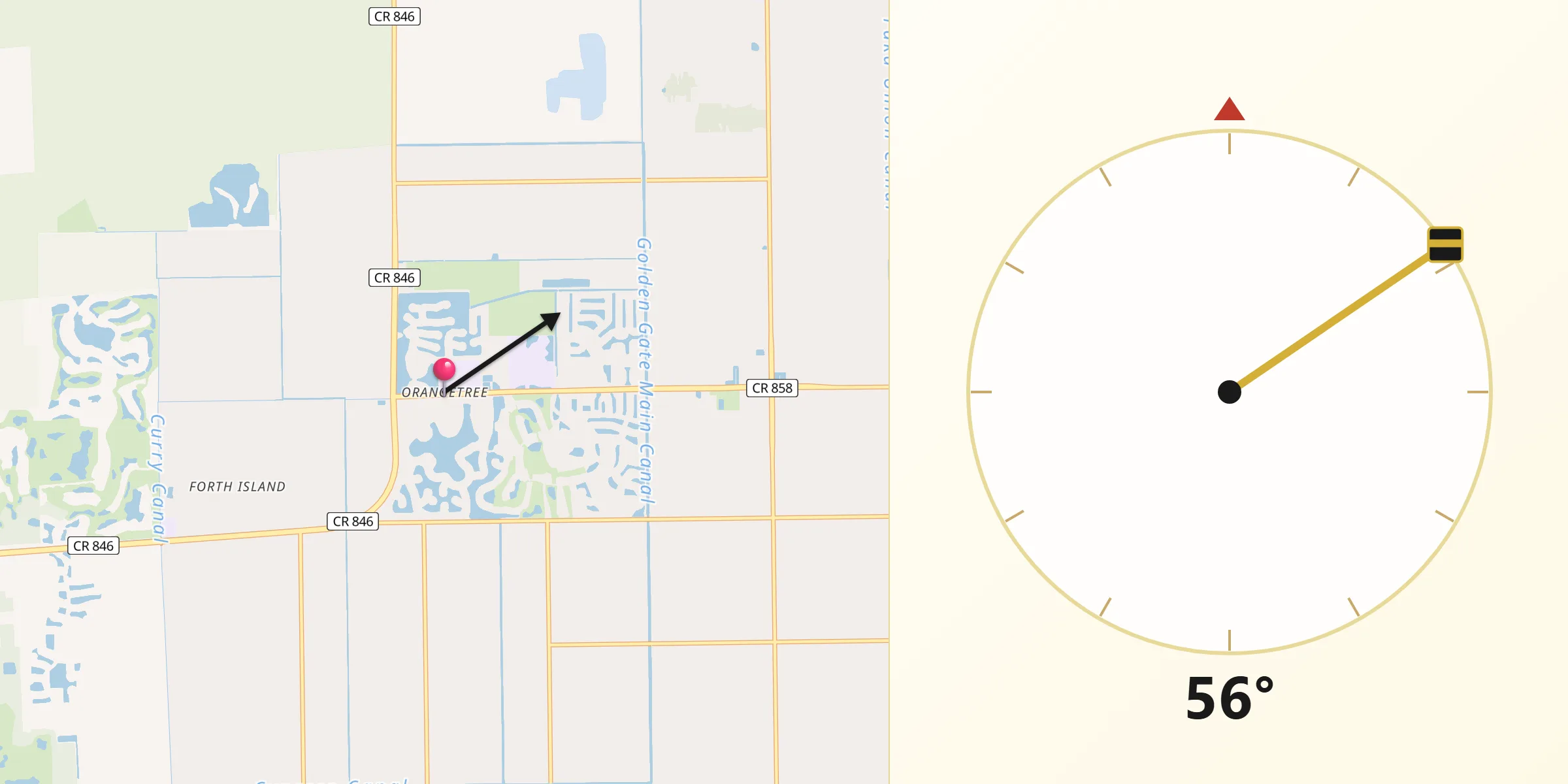 Qibla Direction from Orangetree