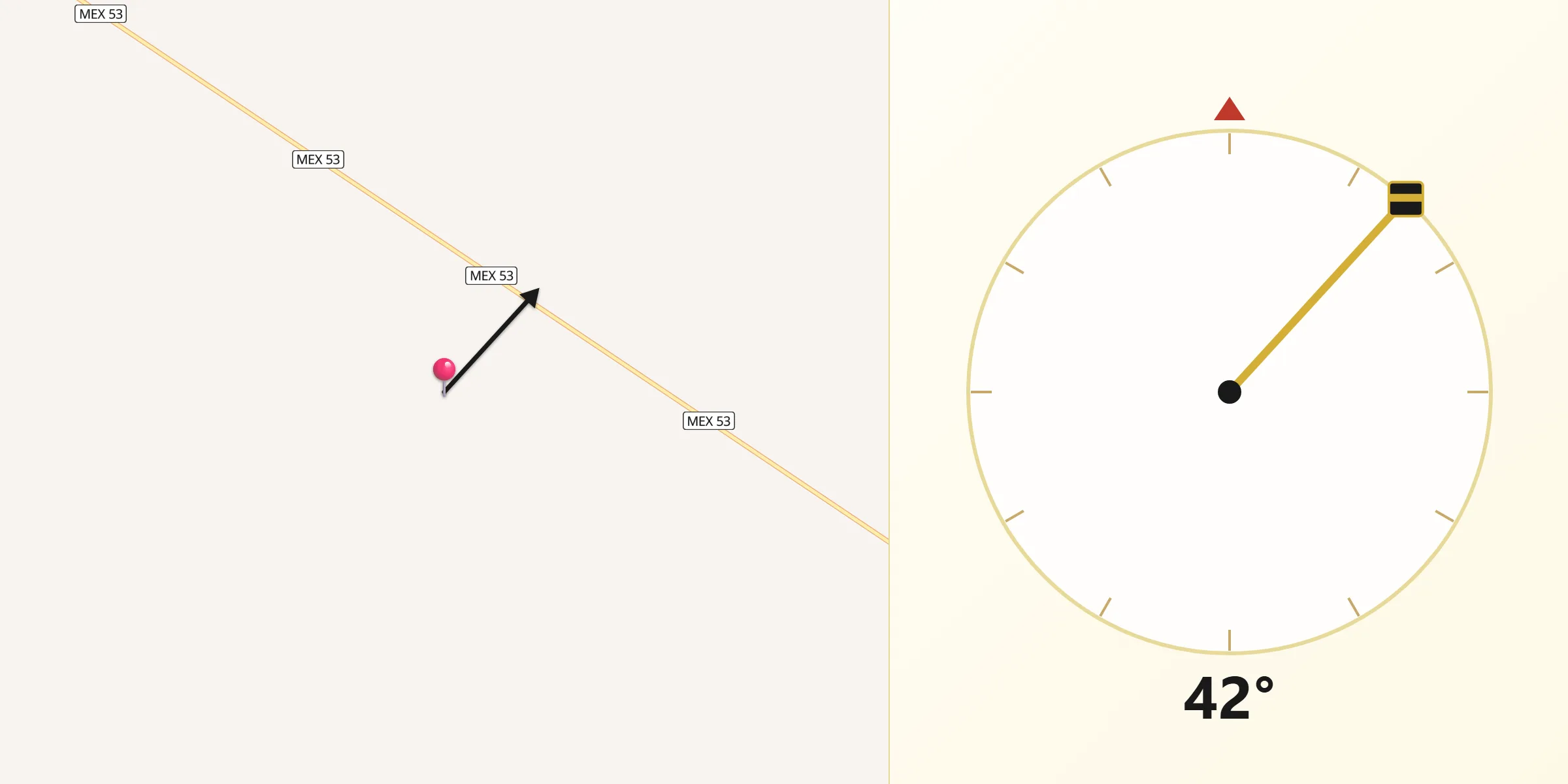 Dirección de la Qibla desde Mina
