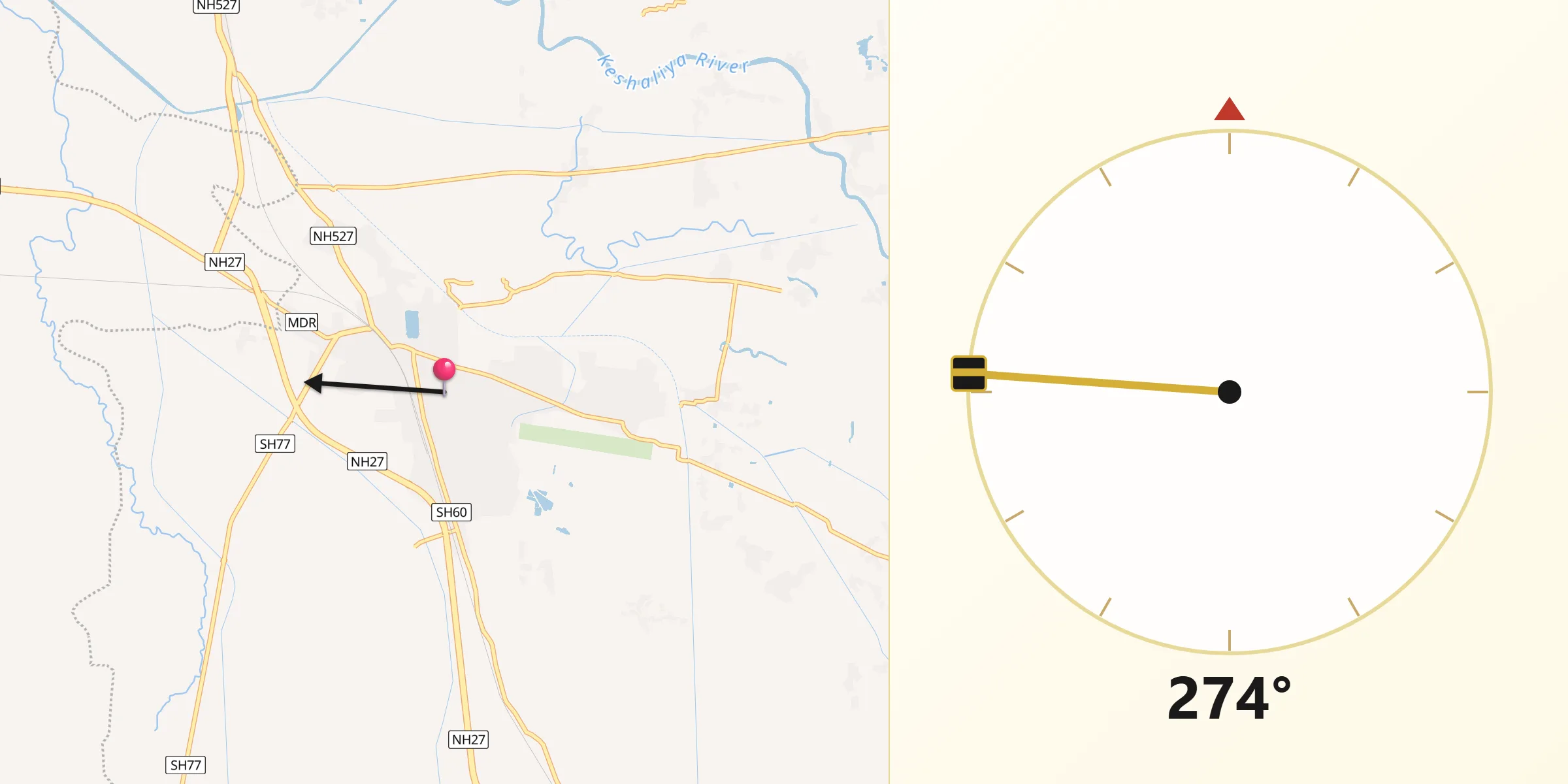 Qibla Direction from Forbesganj