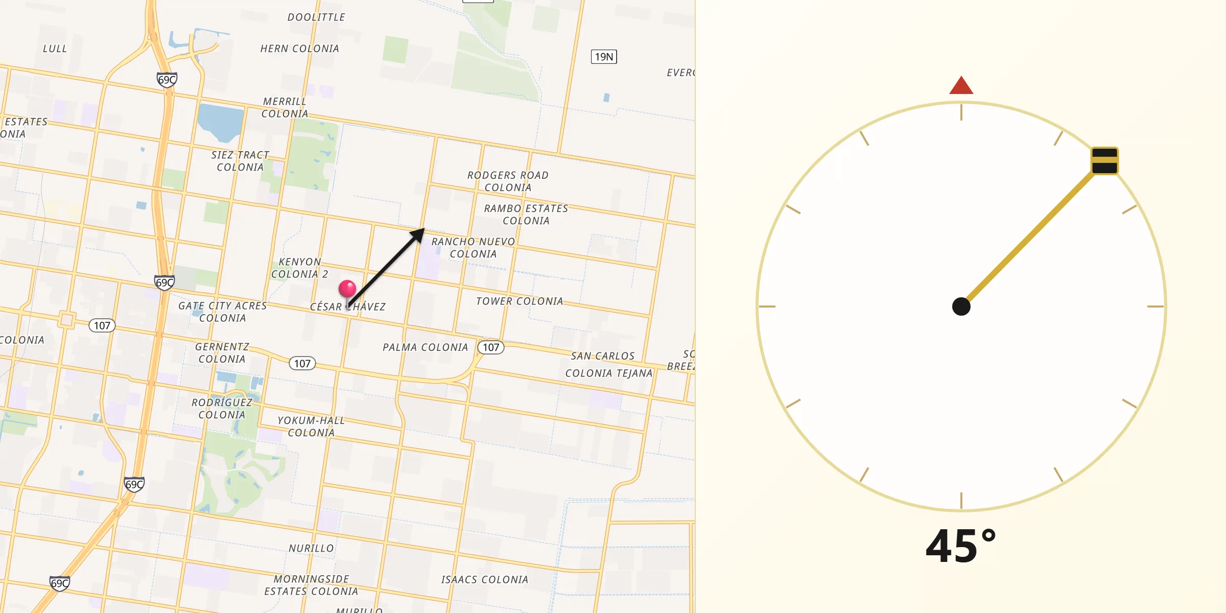 Qibla Direction from César Chávez