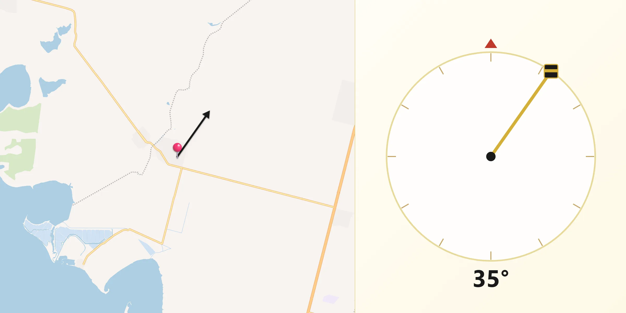 Dirección de la Qibla desde Bacorehuis