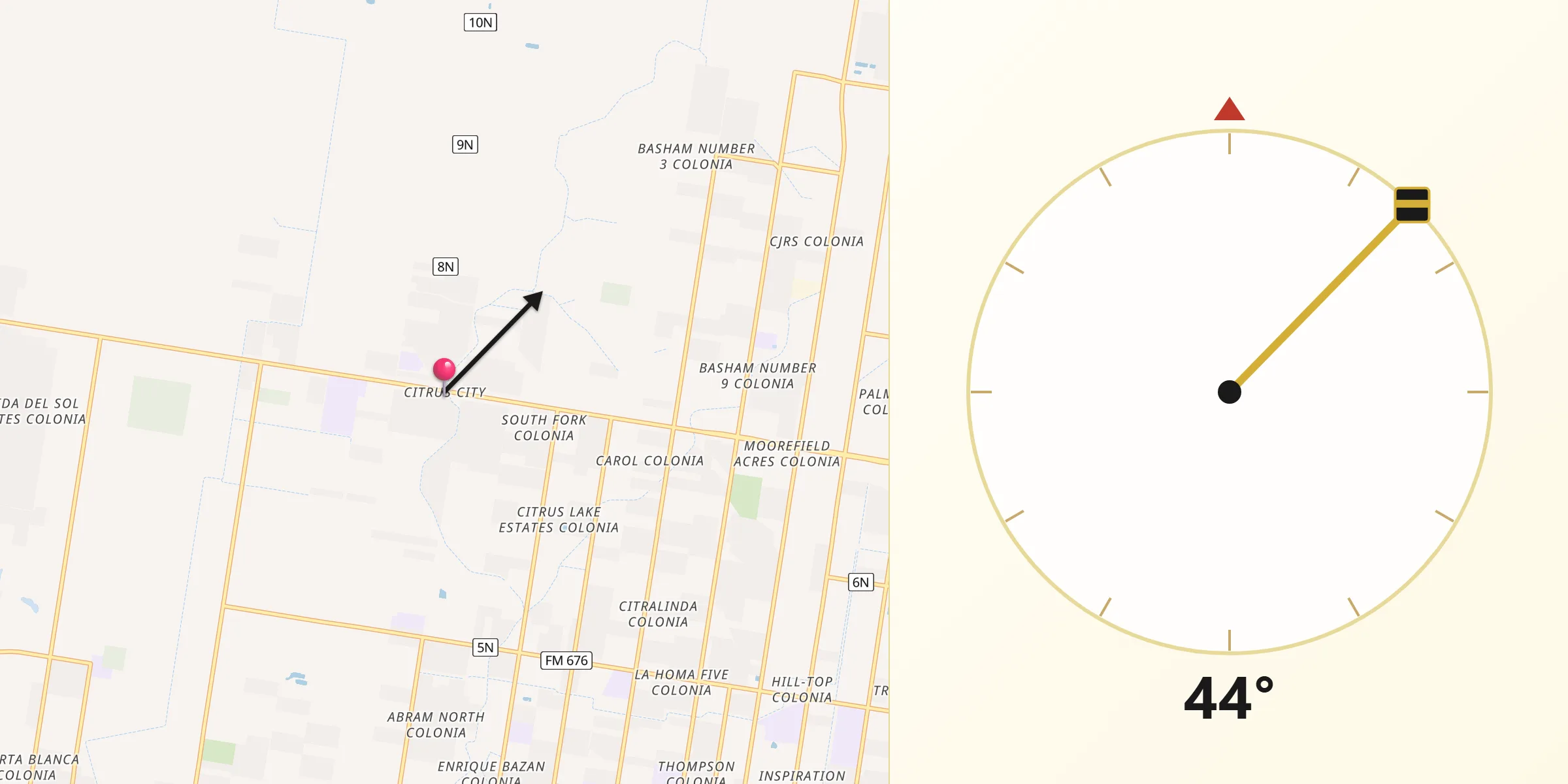 Qibla Direction from Citrus City