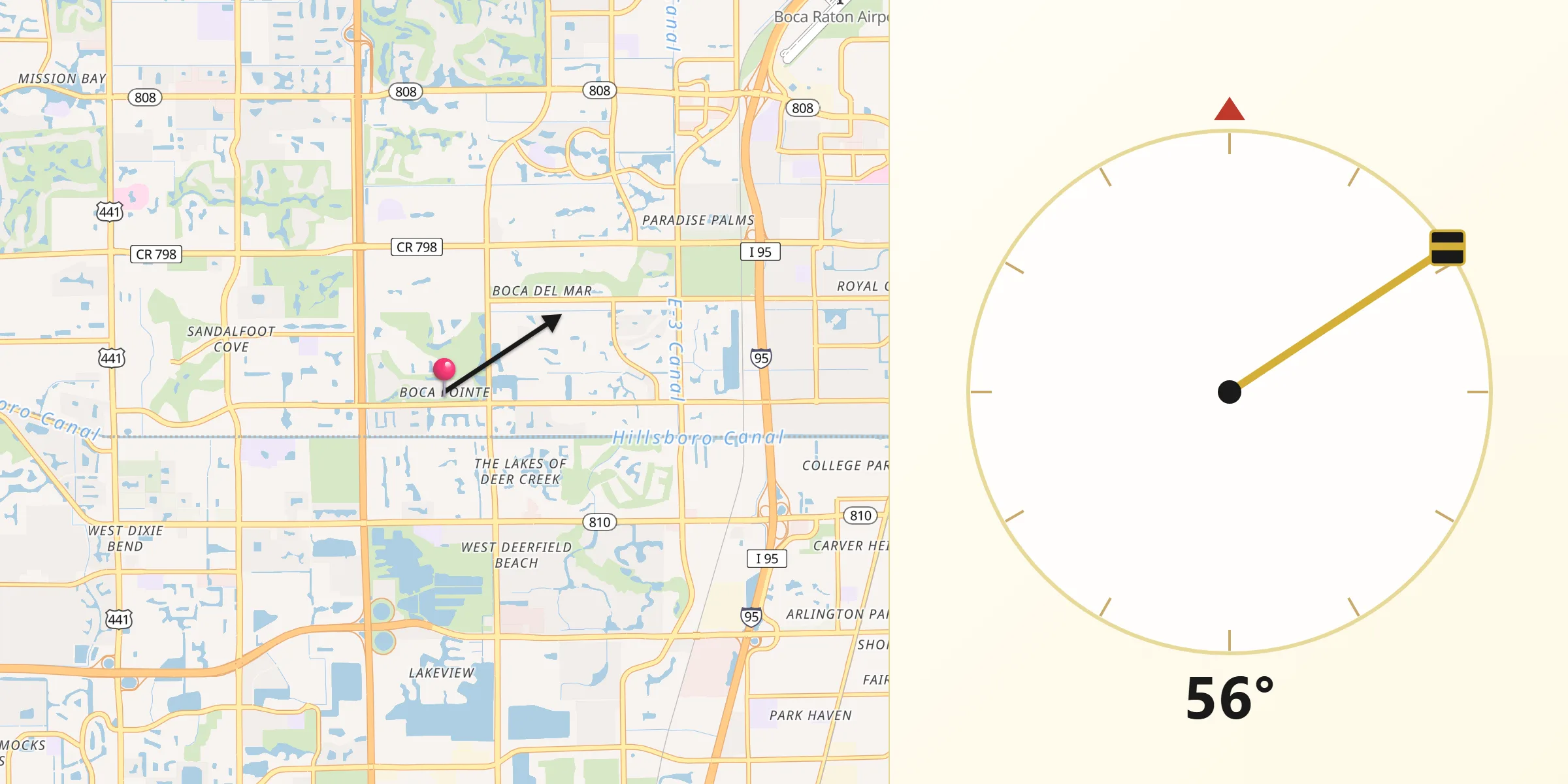 Qibla Direction from Boca Pointe