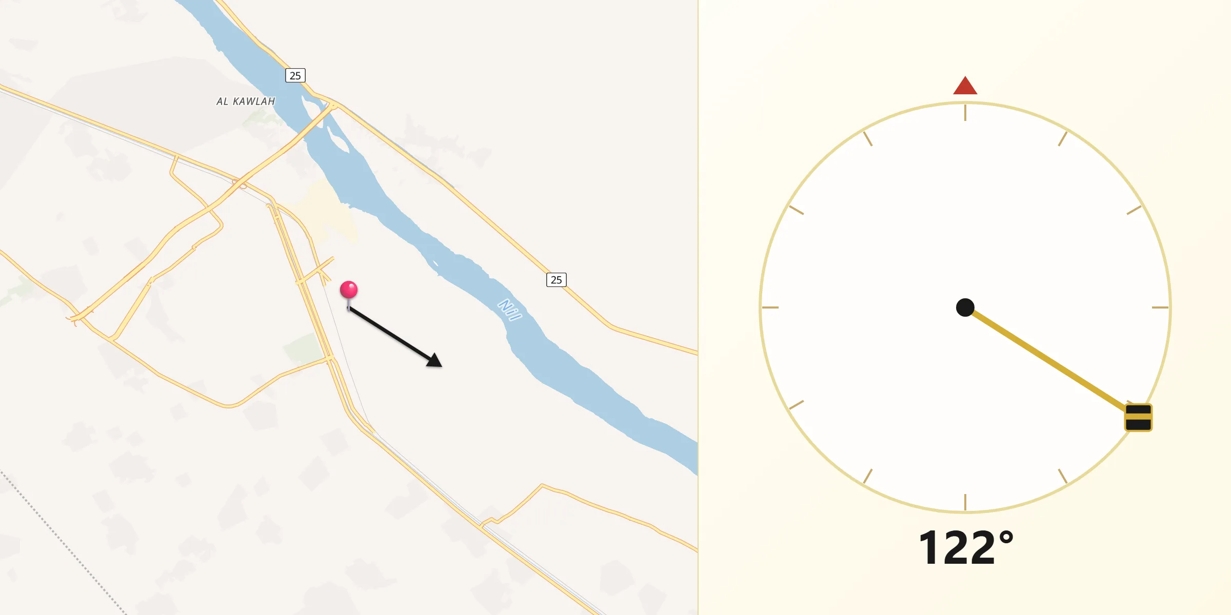 اتجاه القبلة من جرجا