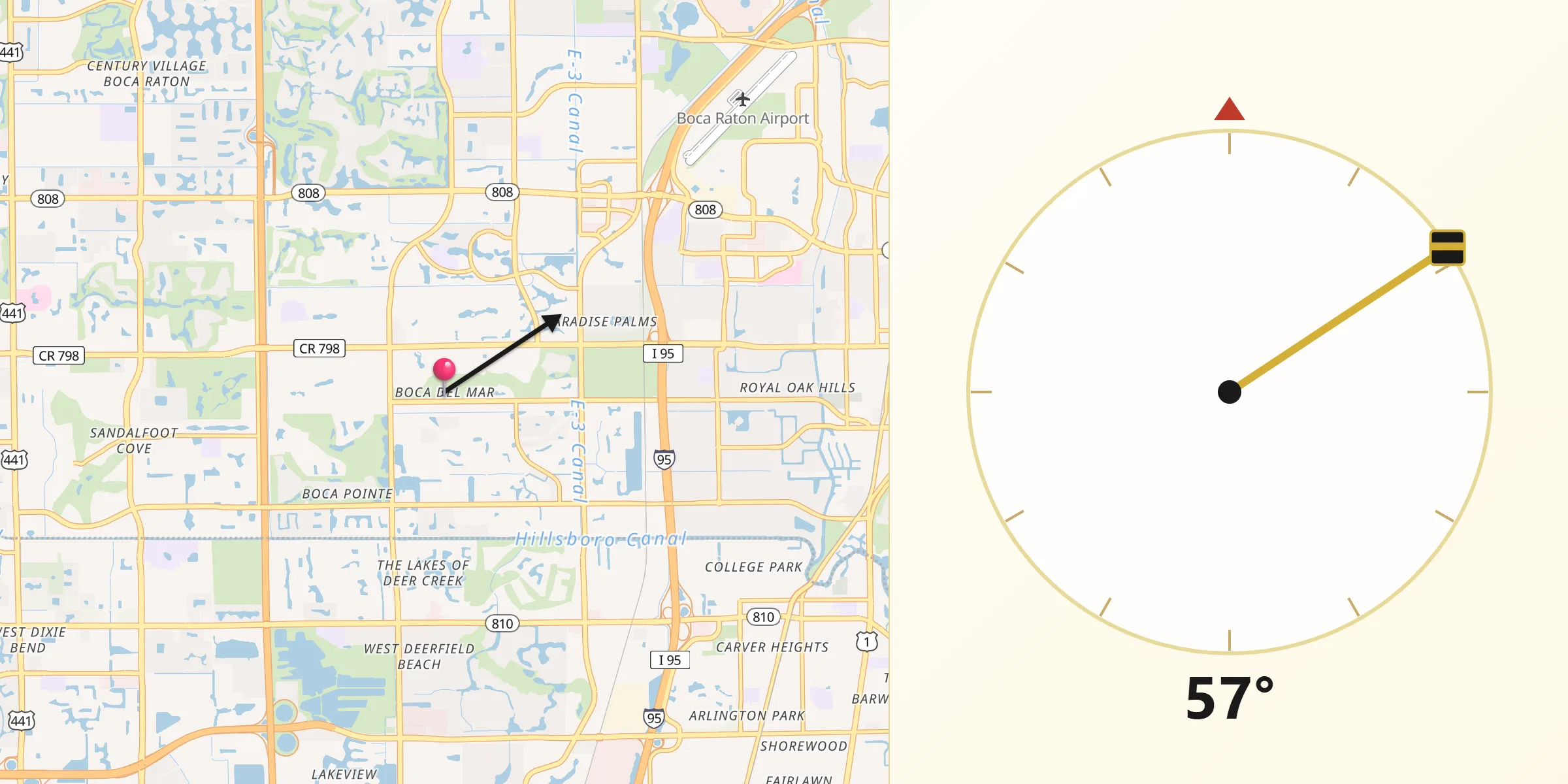 Qibla Direction from Boca Del Mar