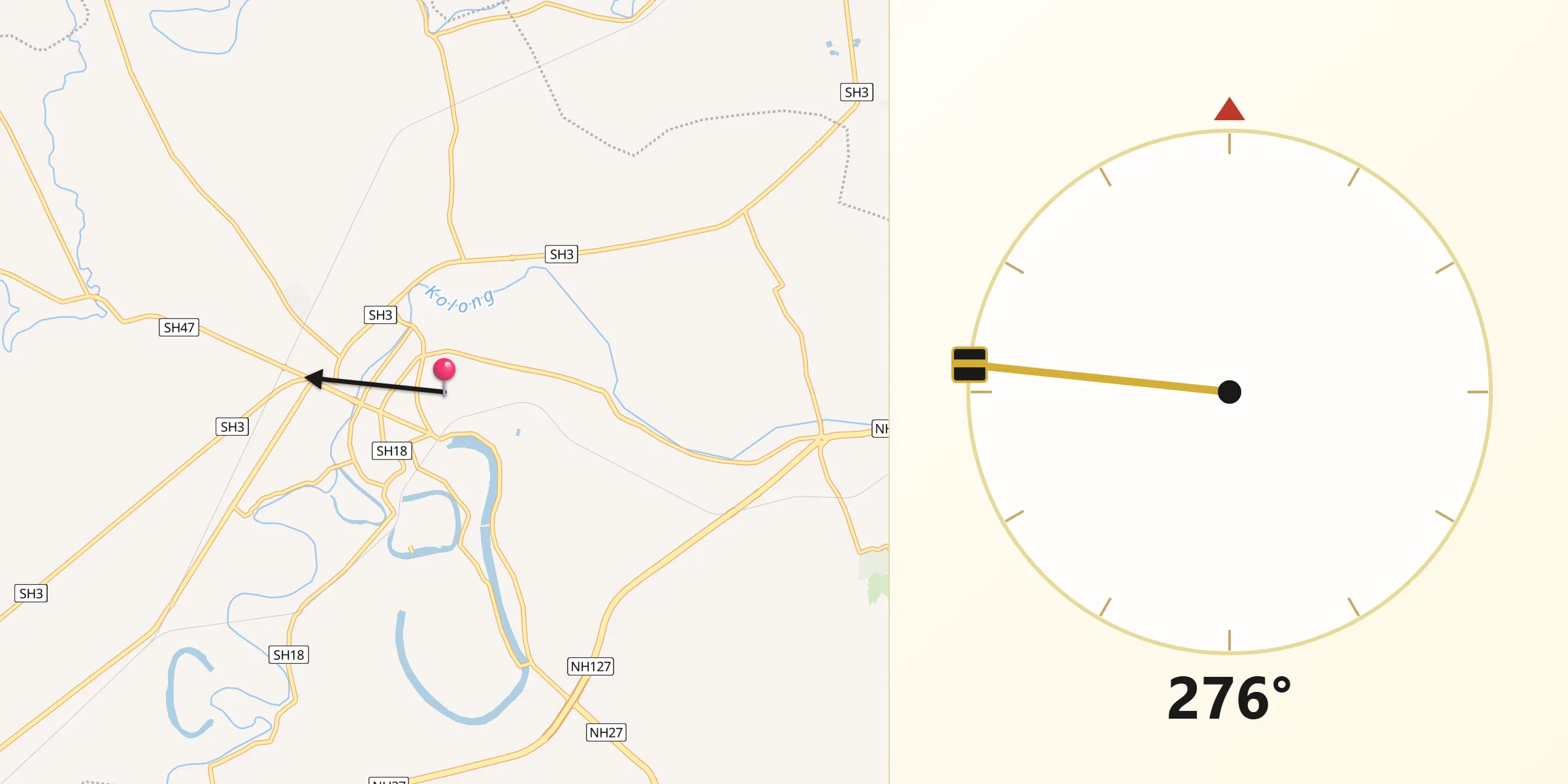 Qibla Direction from Nagaon