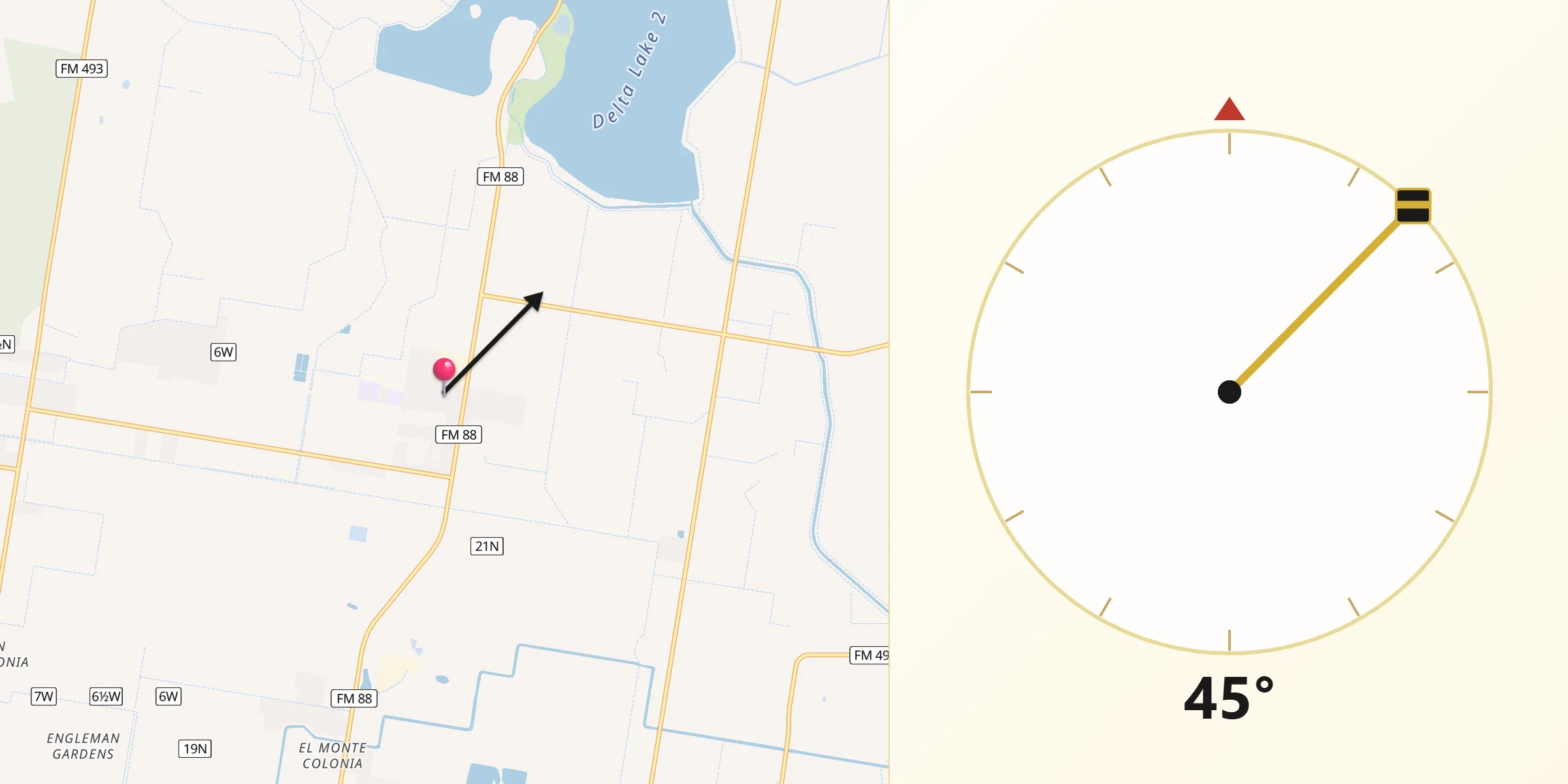 Qibla Direction from Monte Alto