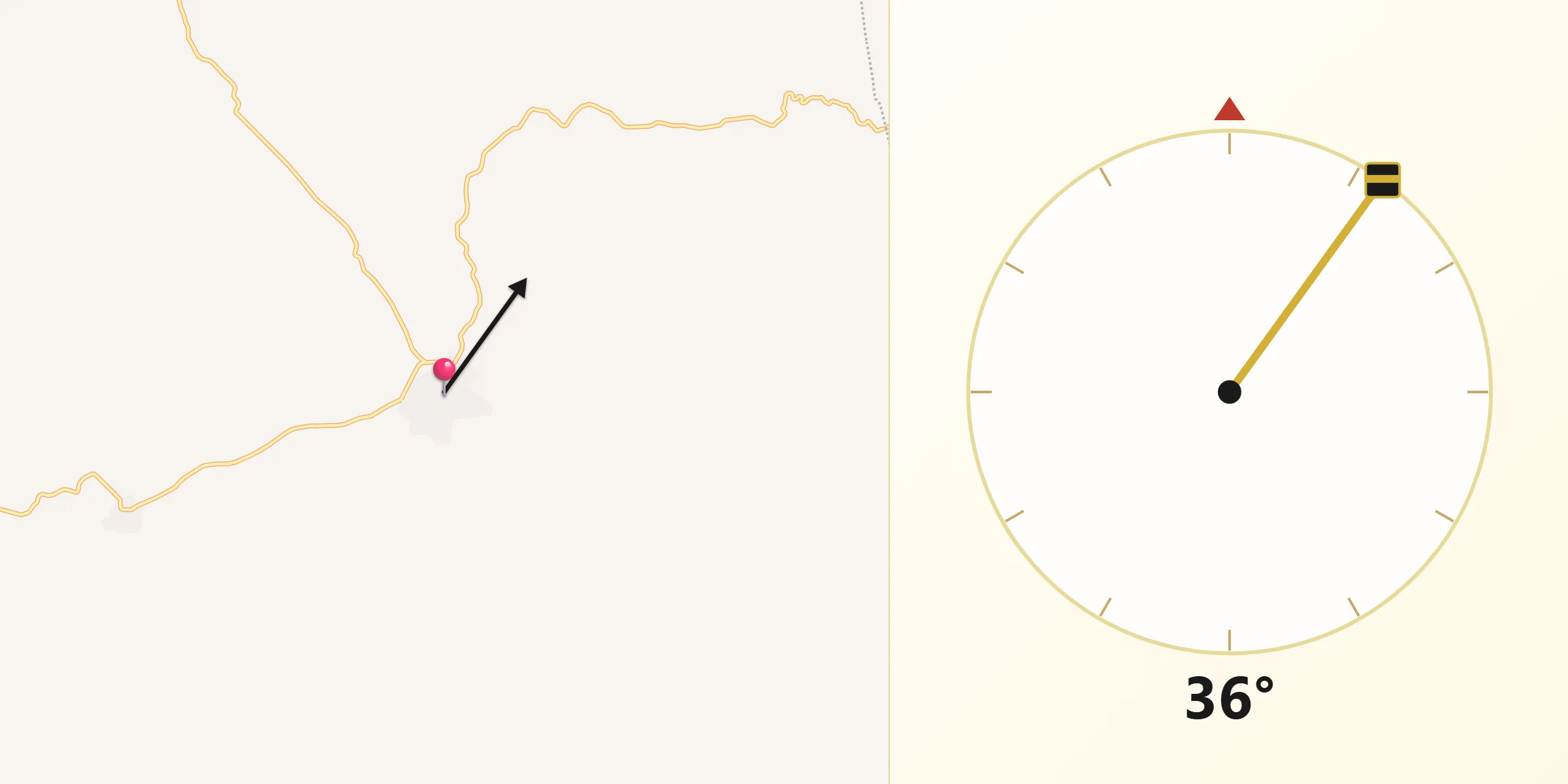 Dirección de la Qibla desde Chinobampo