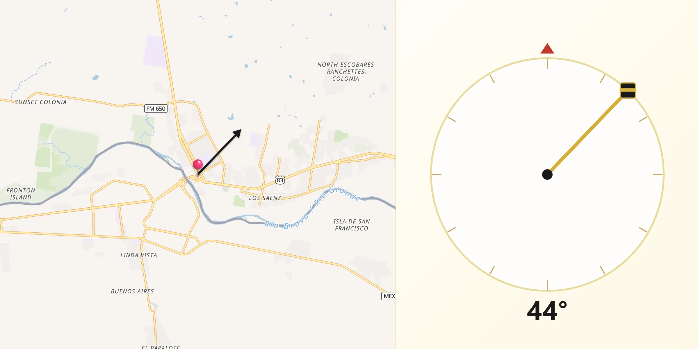 Qibla Direction from Roma-Los Saenz