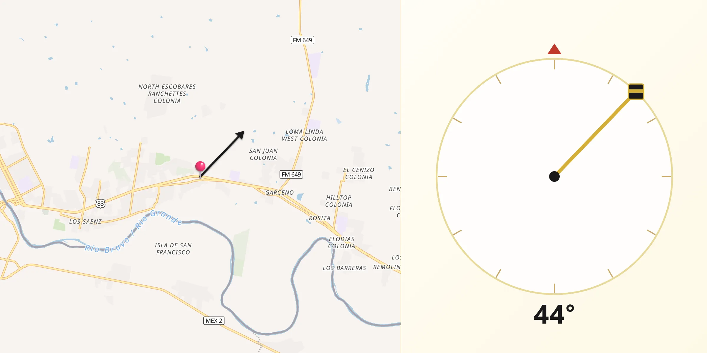 Qibla Direction from Escobares