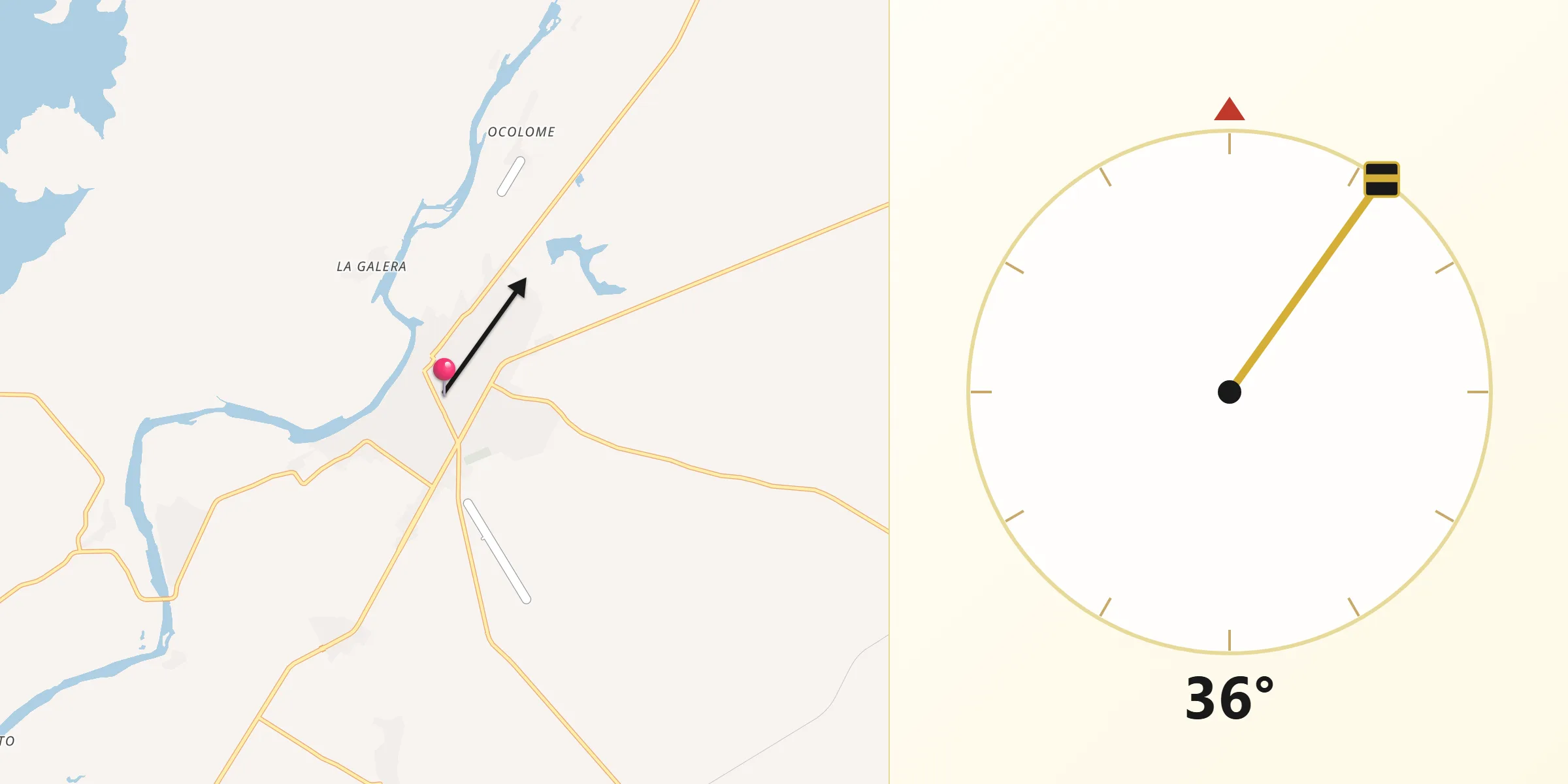 Dirección de la Qibla desde El Fuerte