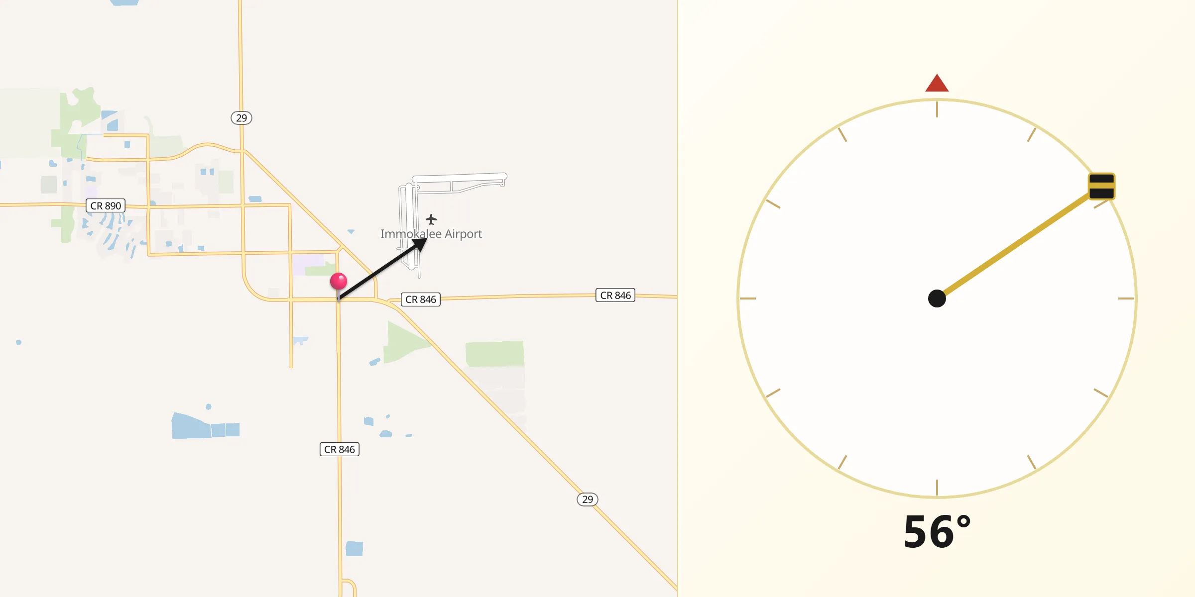 Qibla Direction from Immokalee