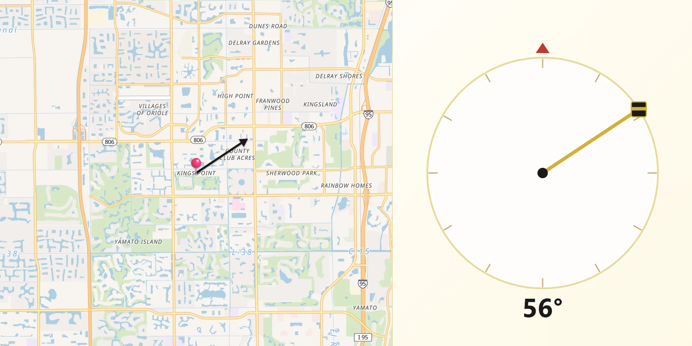 Qibla Direction from Kings Point