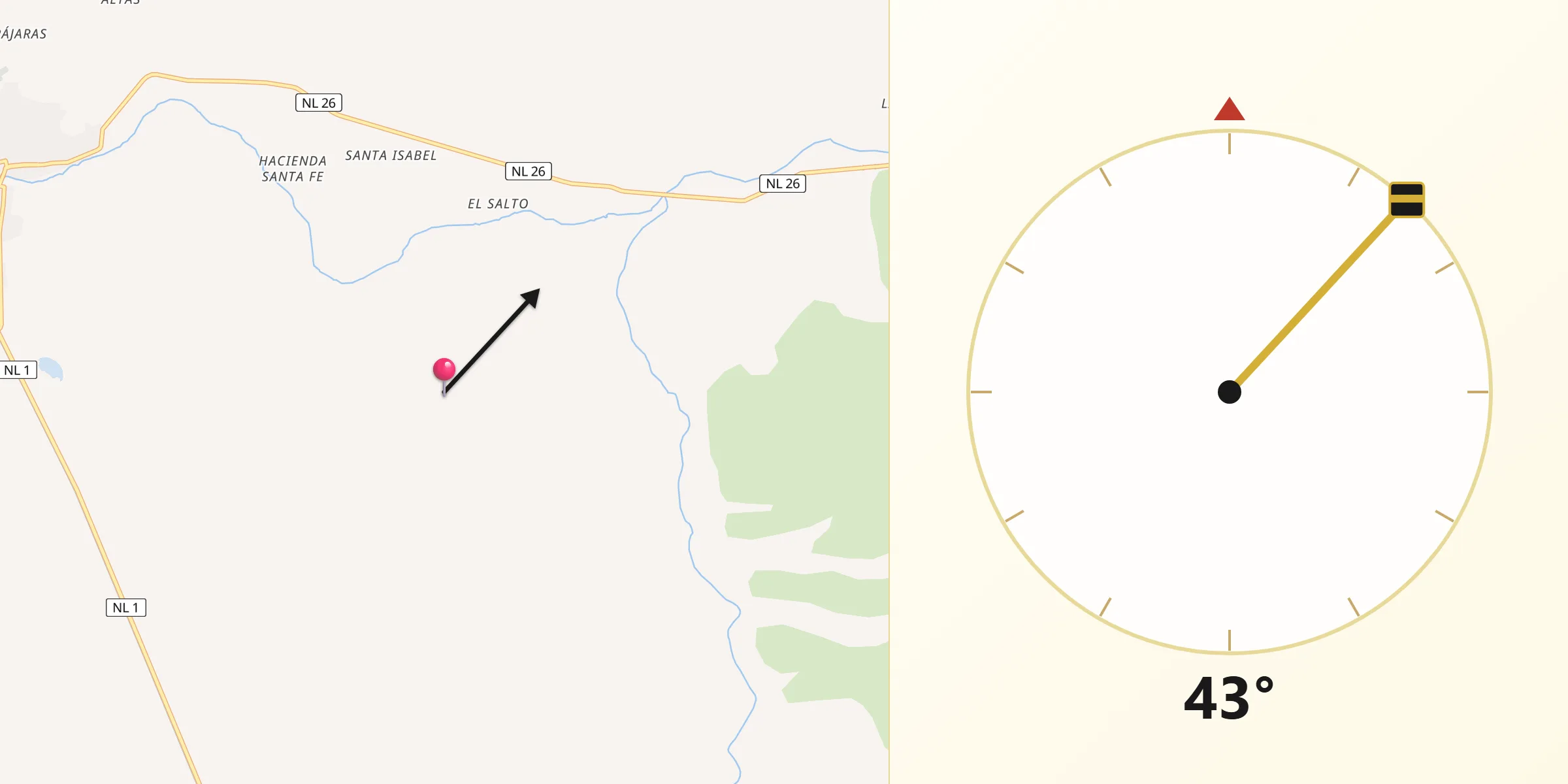 Dirección de la Qibla desde Villaldama Nuevo León