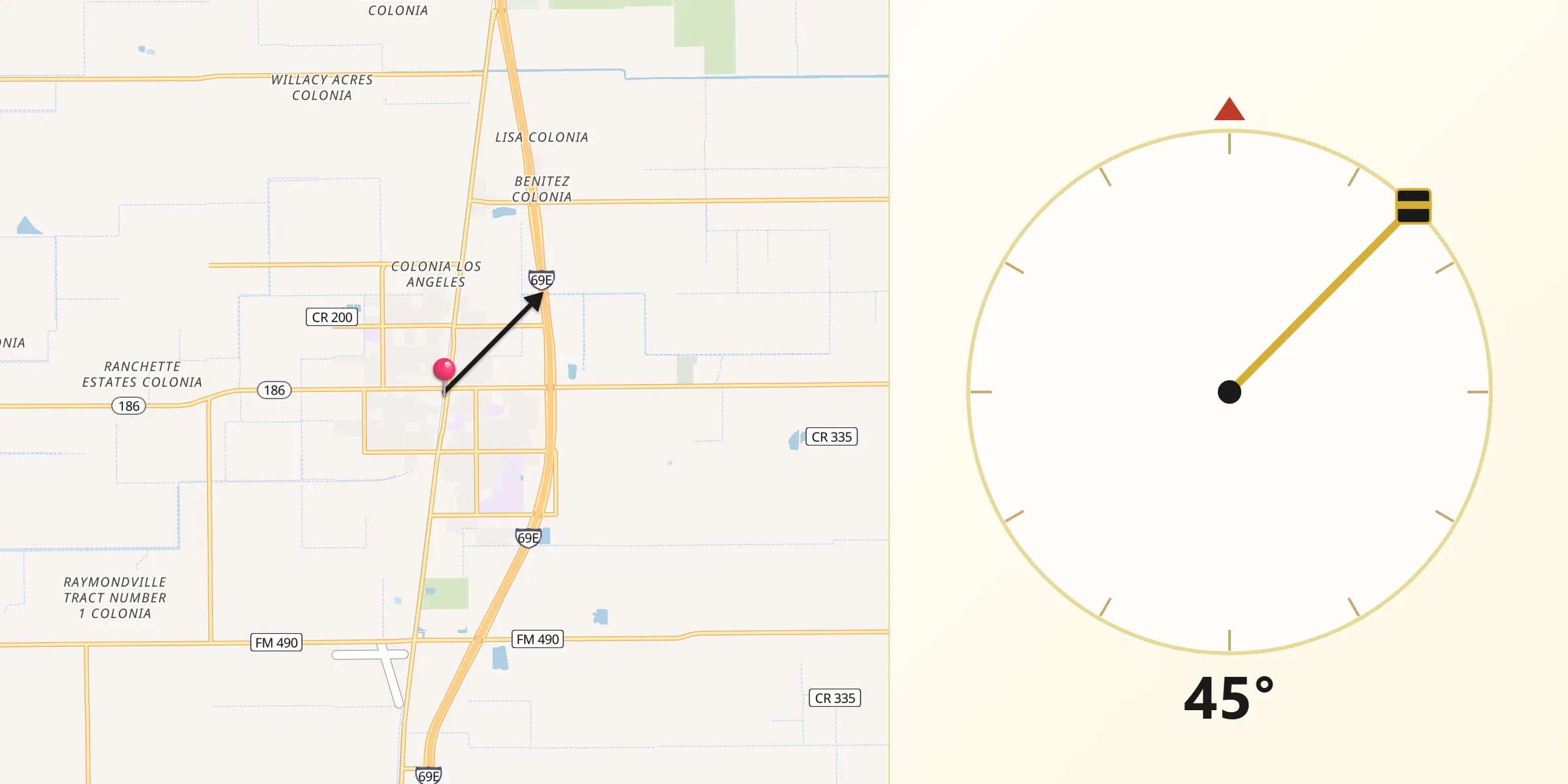 Qibla Direction from Raymondville