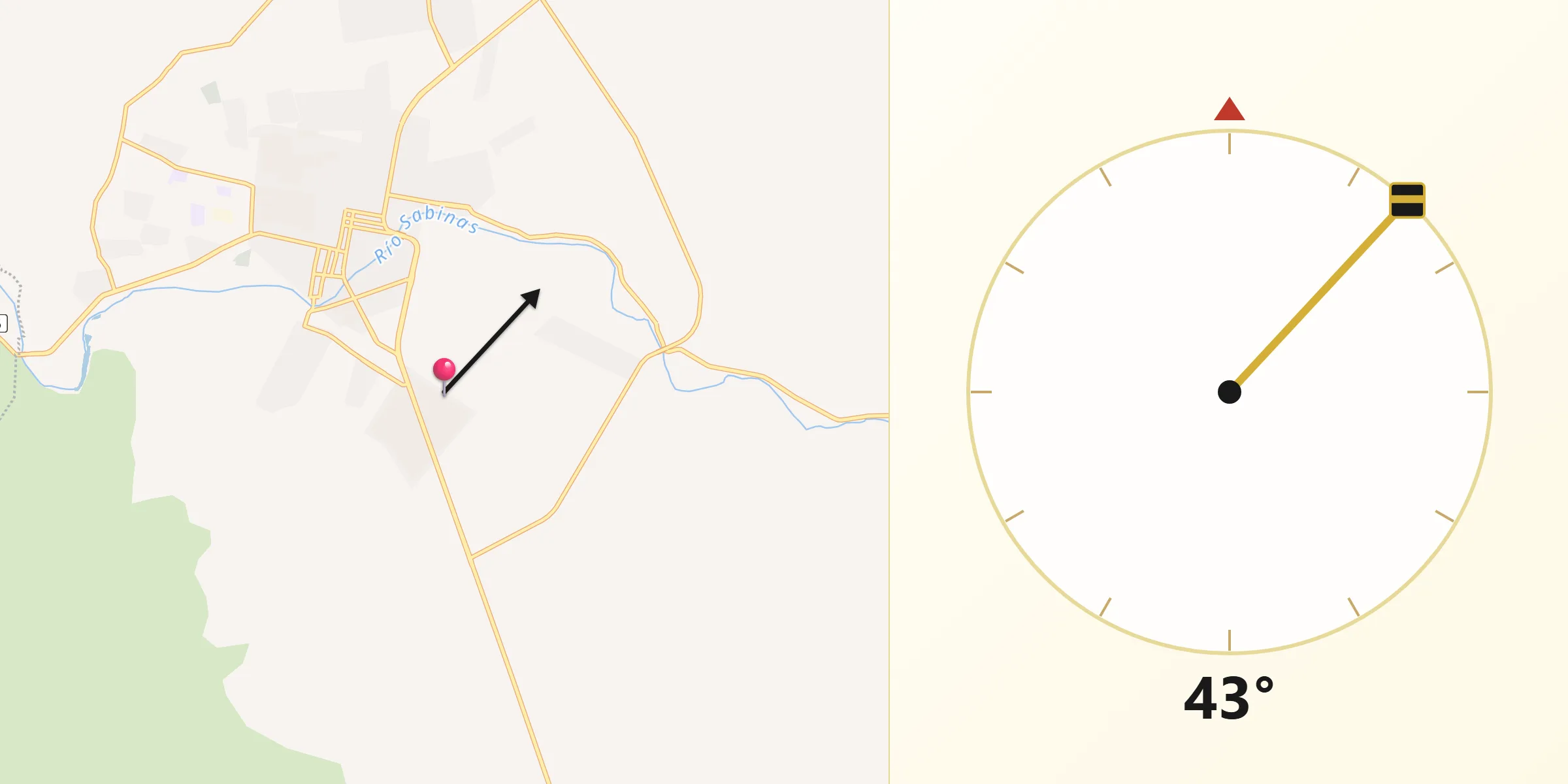 Dirección de la Qibla desde Hacienda San Juan
