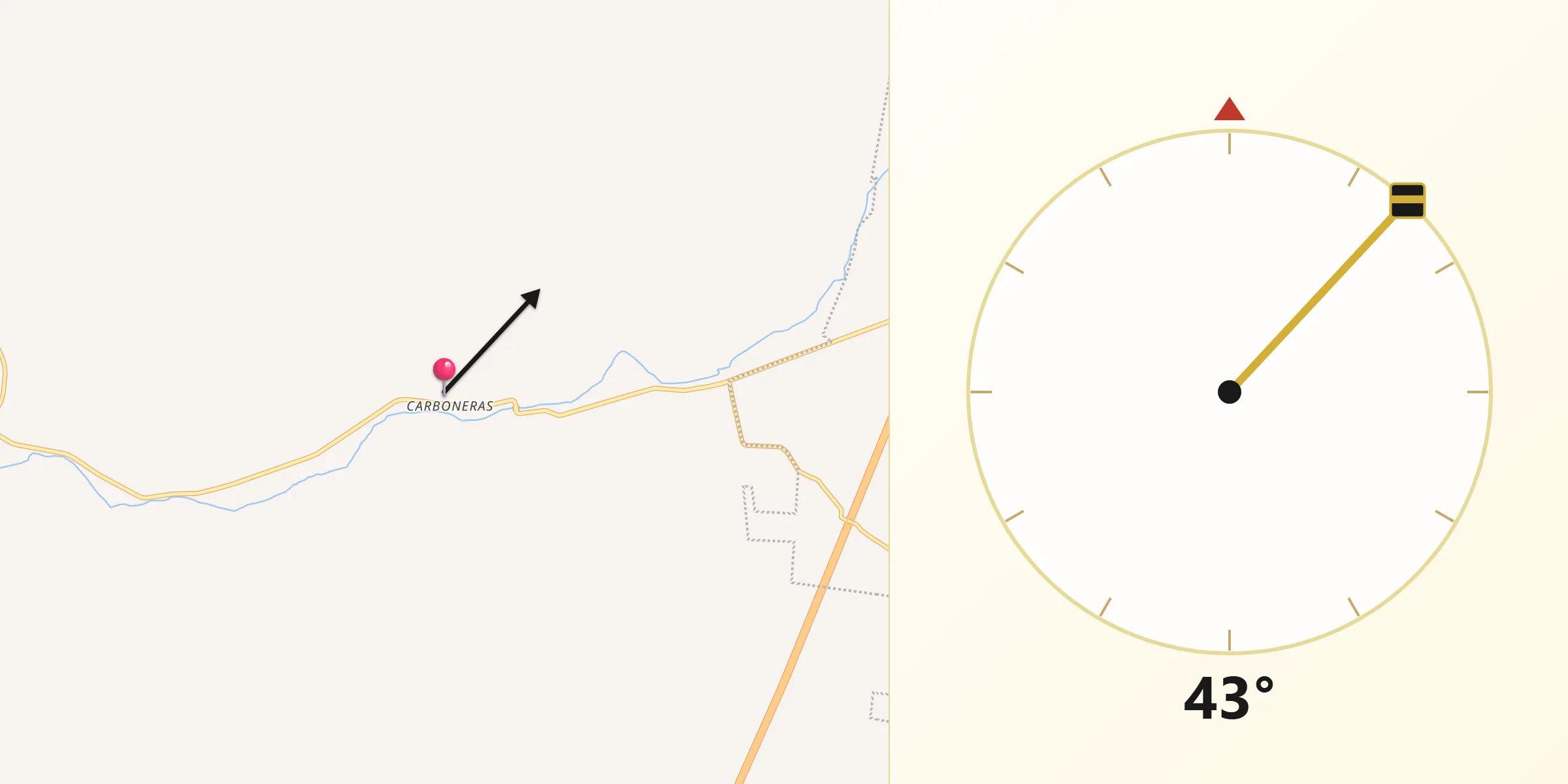 Dirección de la Qibla desde Carboneras