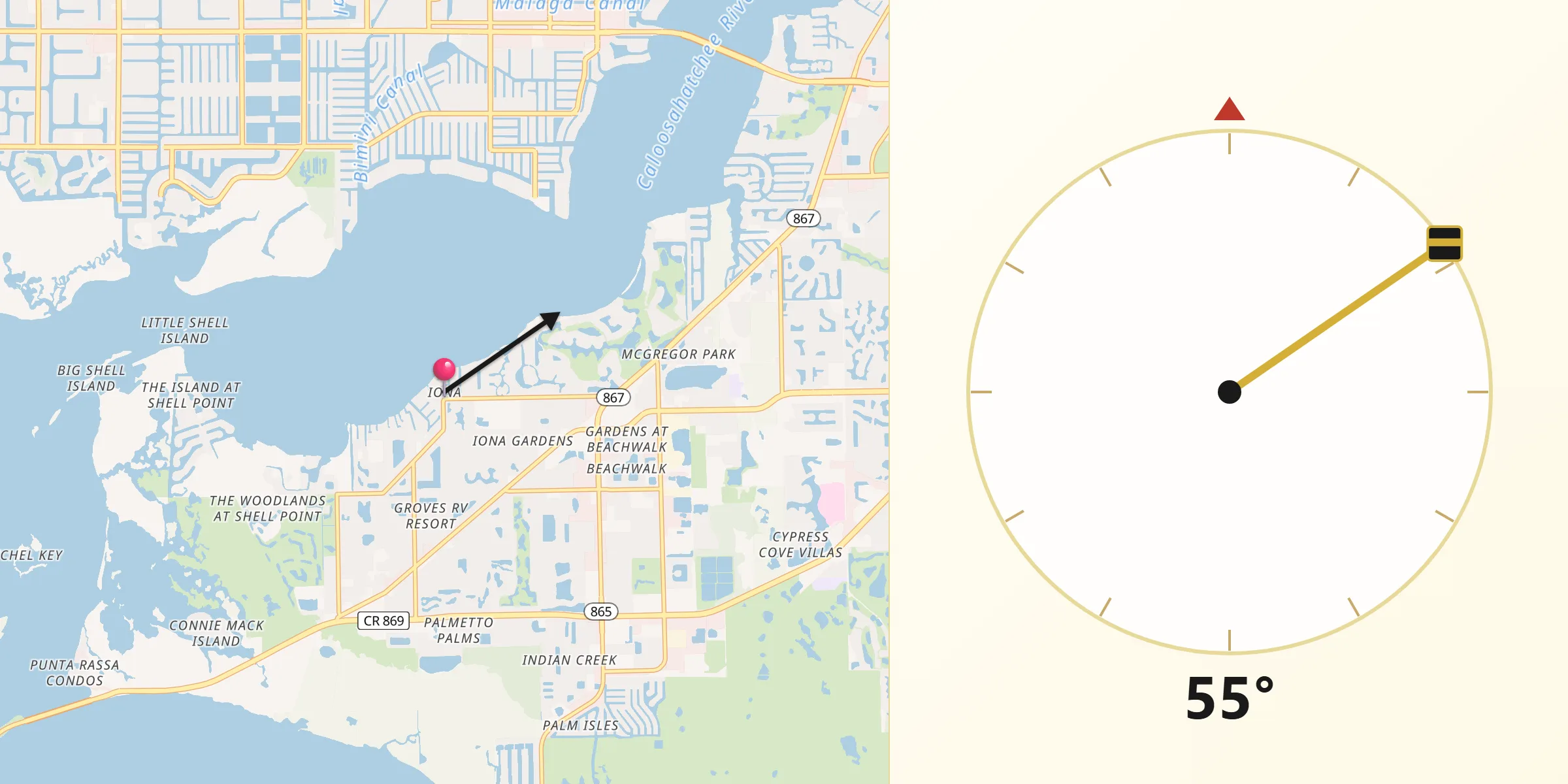 Qibla Direction from Iona
