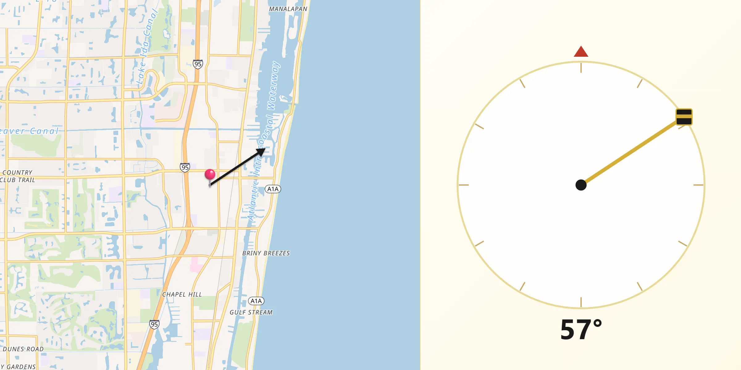 Qibla Direction from Boynton Beach